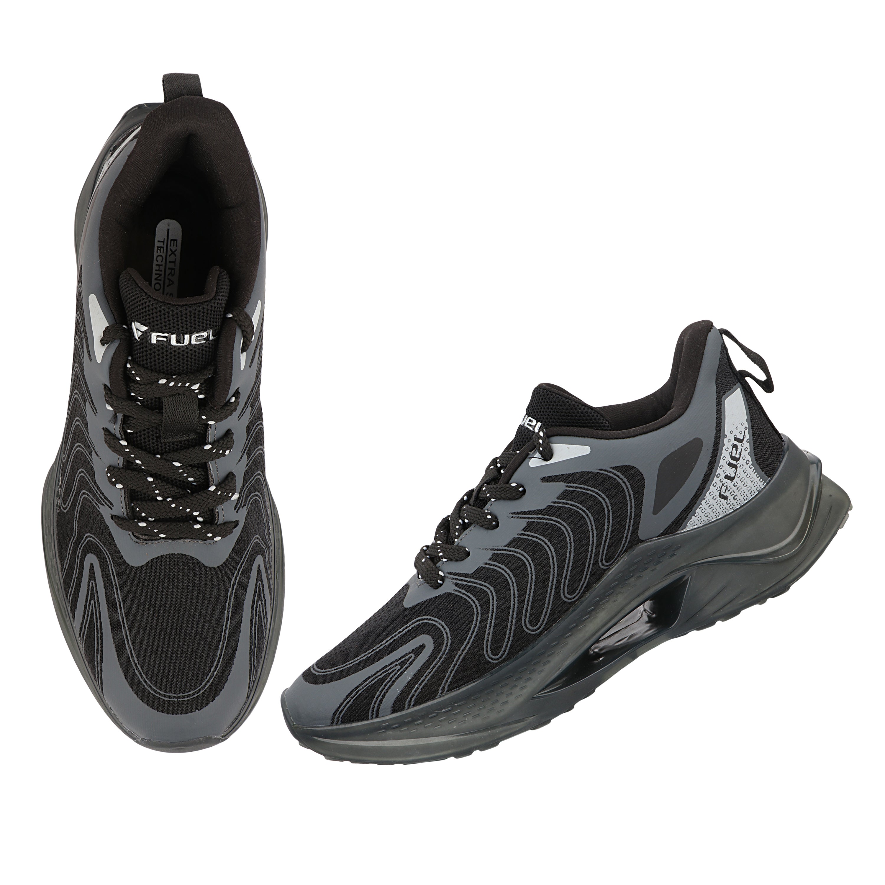 FUEL Cave Lightweight & Breathable with Comfortable Cushioning & Modern Style Sports Shoes for Men's (Black)