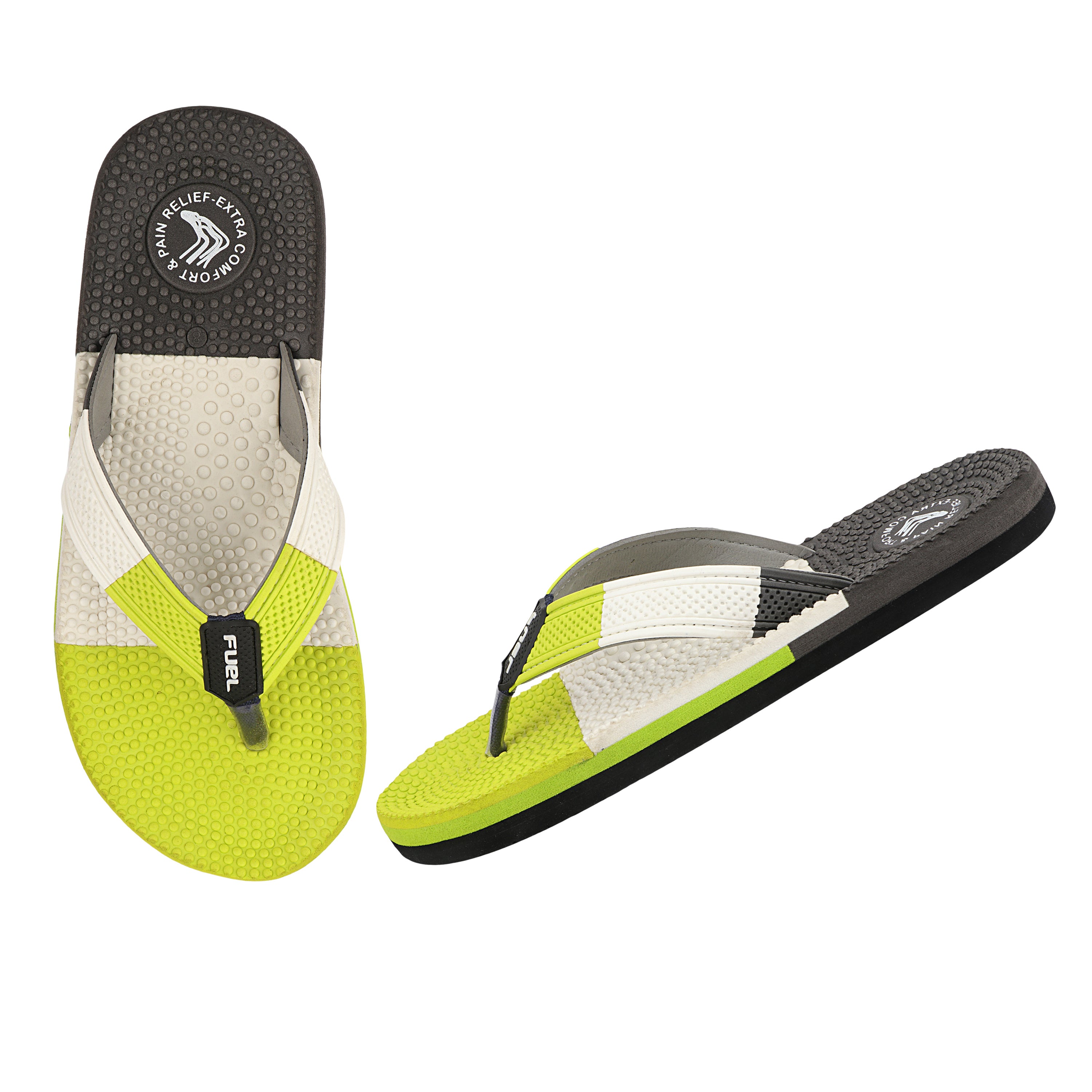 FUEL Trenzo Comfortable Slip-On Slippers with Cushioned Insole & Flexible Sole for Men's (Green)