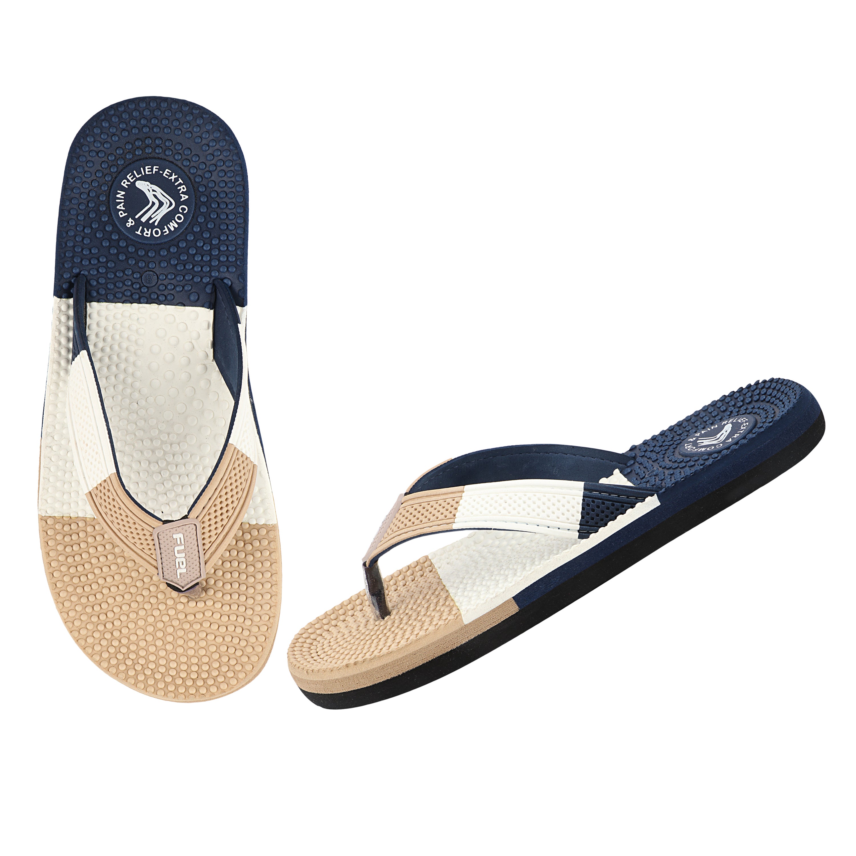FUEL Trenzo Comfortable Slip-On Slippers with Cushioned Insole & Flexible Sole for Men's (Beige)