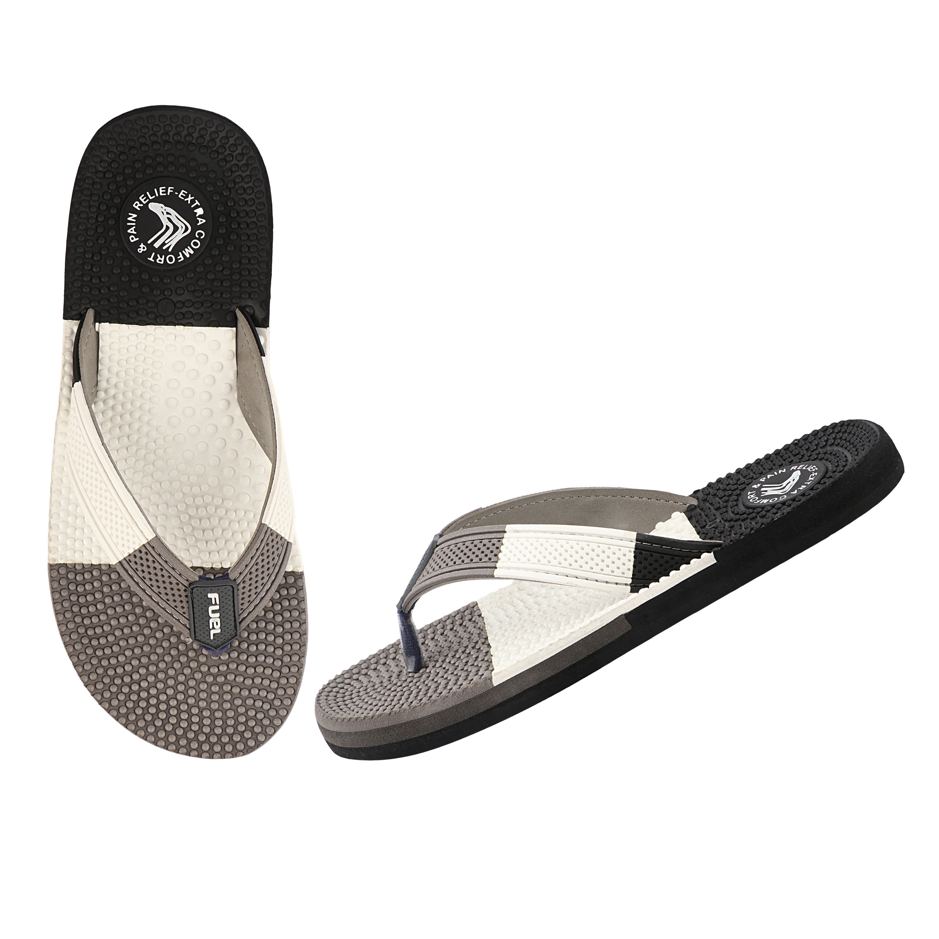 FUEL Trenzo Comfortable Slip-On Slippers with Cushioned Insole & Flexible Sole for Men's (Black)