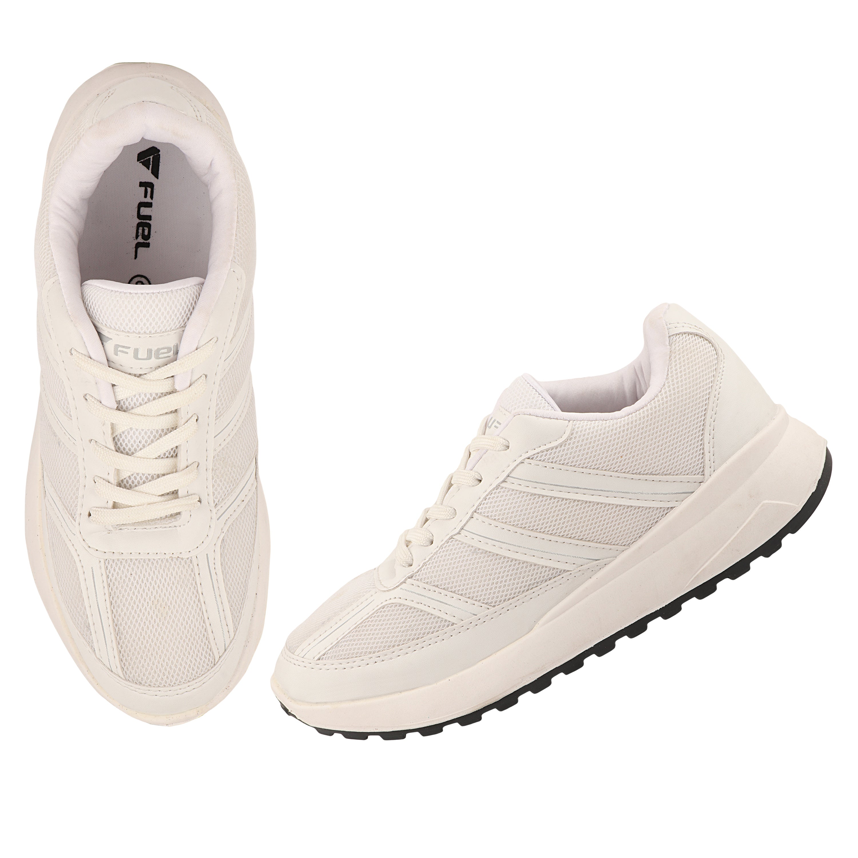 FUEL Frenzy Lightweight & Durable with Stylish Corduroy Cushioned Comfort Durable PVC Sole for Men's (White)