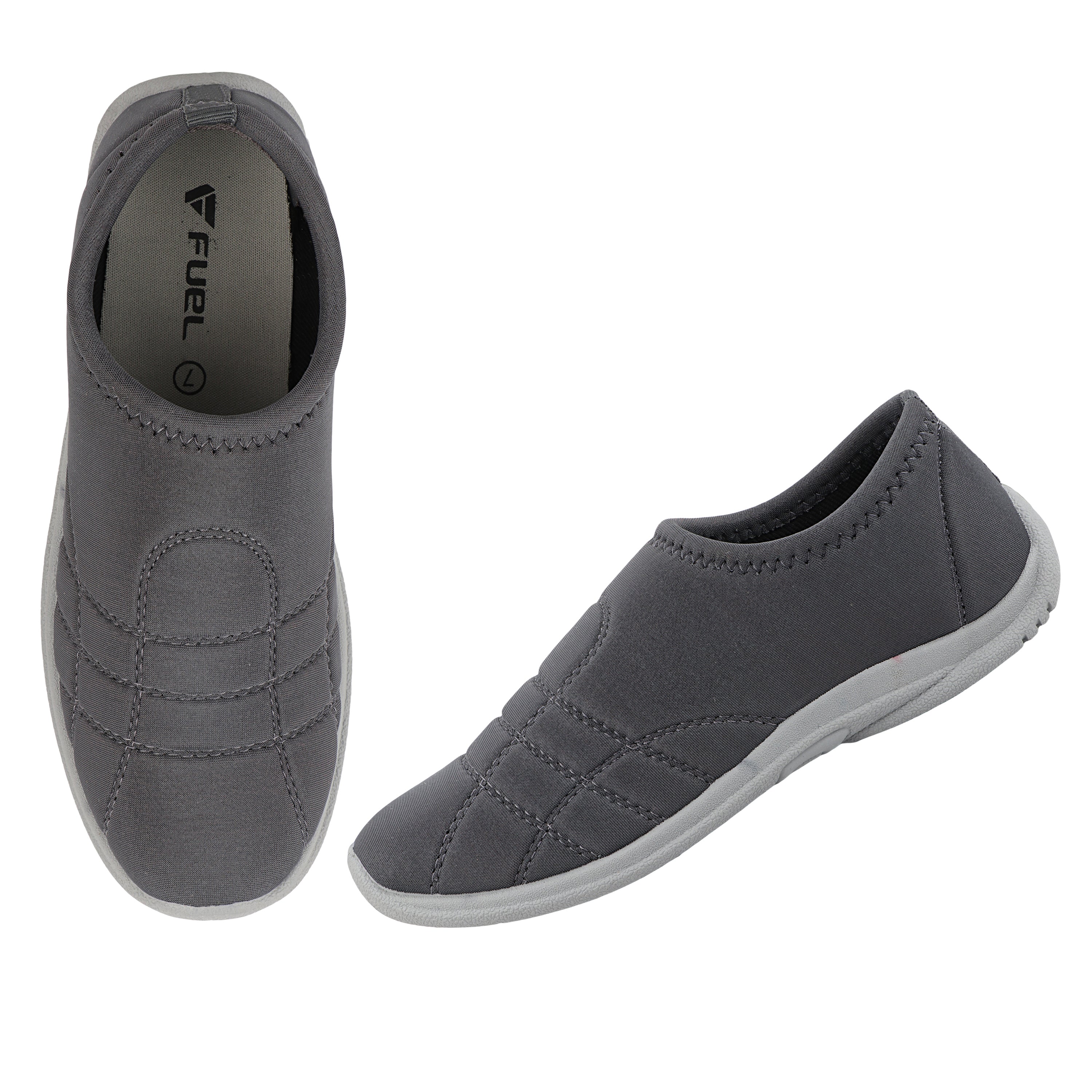 FUEL Comfort-05 Lightweight & Breathable Lycra Upper with Cushioned Footbed Casual Slip-On Shoes for Women's (Grey)
