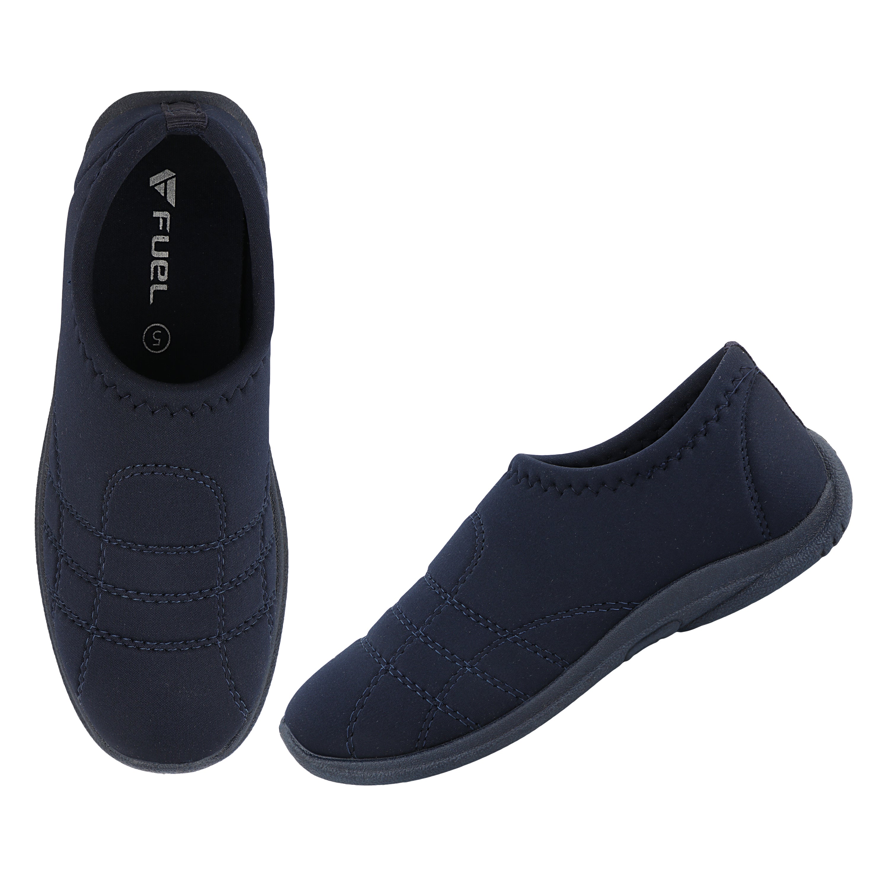 FUEL Comfort-05 Lightweight & Breathable Lycra Upper with Cushioned Footbed Casual Slip-On Shoes for Women's (Navy)