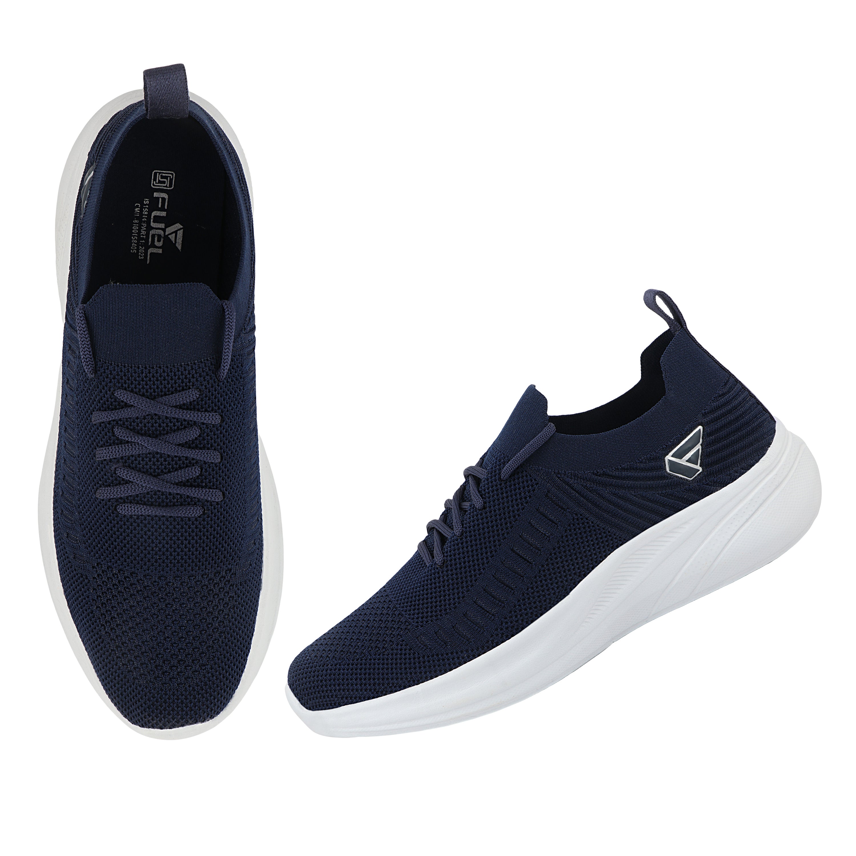 FUEL Player Breathable Knitted Fabric and Lightweight EVA Sole with Cushioned Footbed Sports Shoes for Men's (Navy)