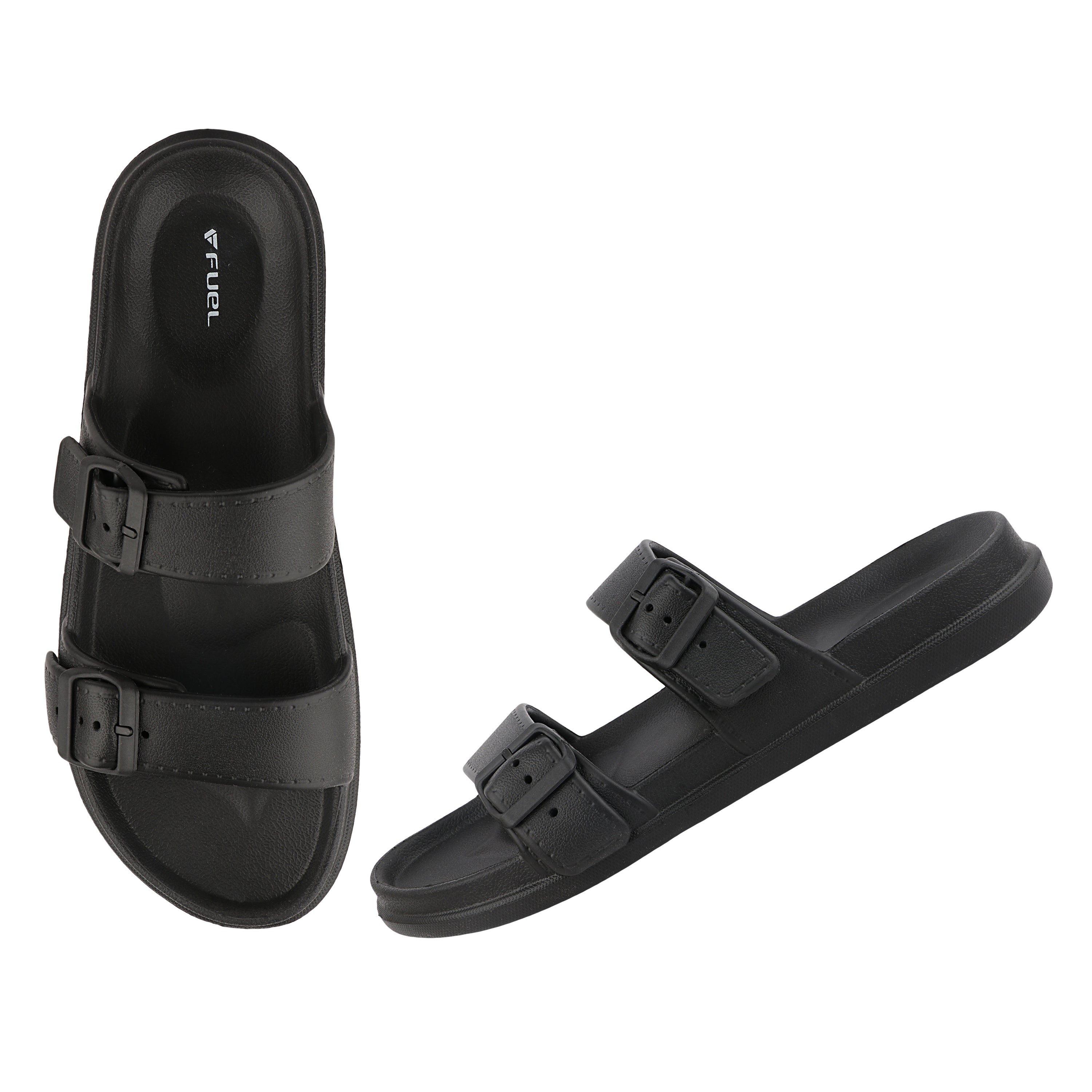 FUEL Aura Lightweight & Anti-Slip with Cushioned Footbed and Flexible Durable Slipper for Men's (Black)