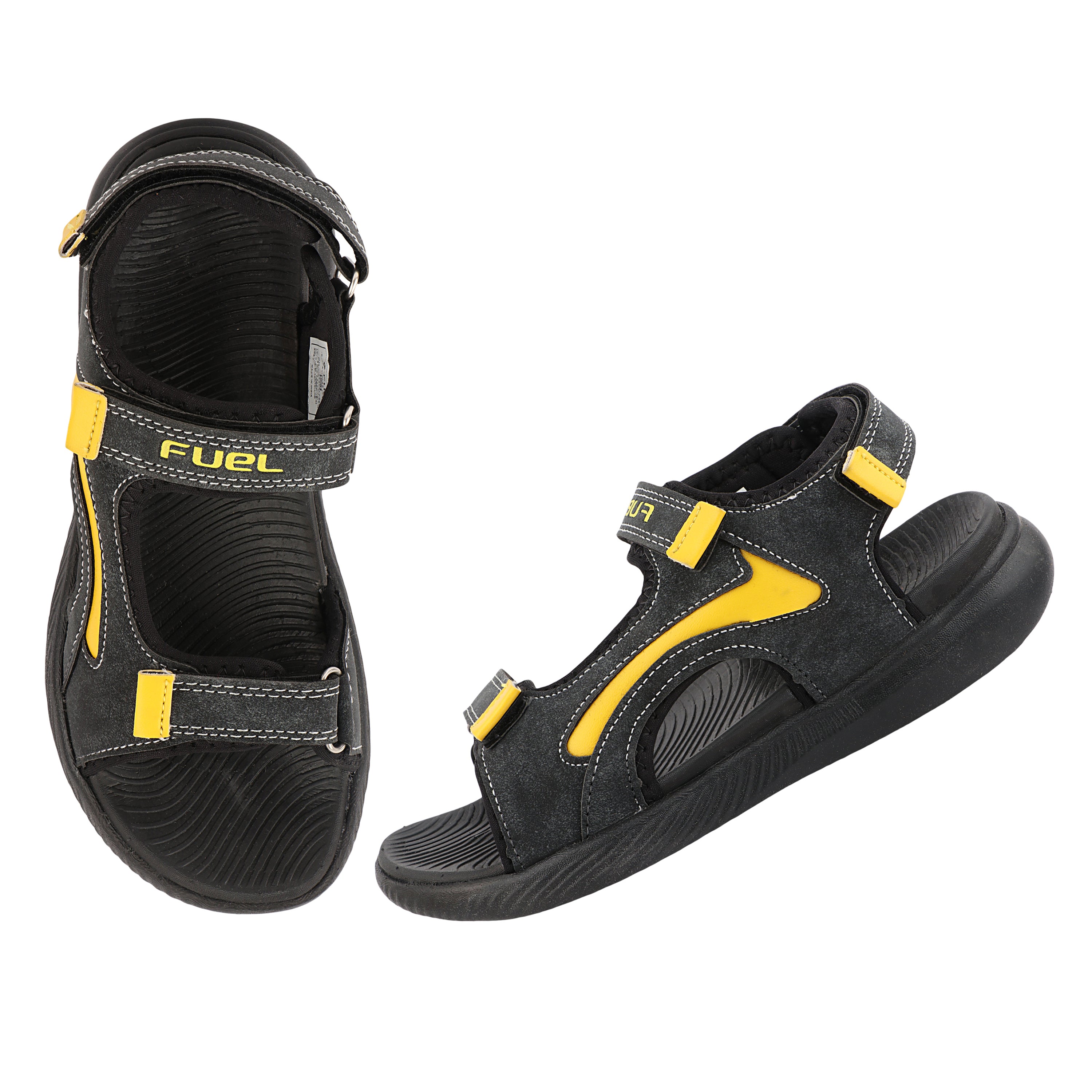 FUEL Power-lite-03 Lightweight & Comfortable with Cushioned Footbed & EVA Sole Sandal for Kids (Black)