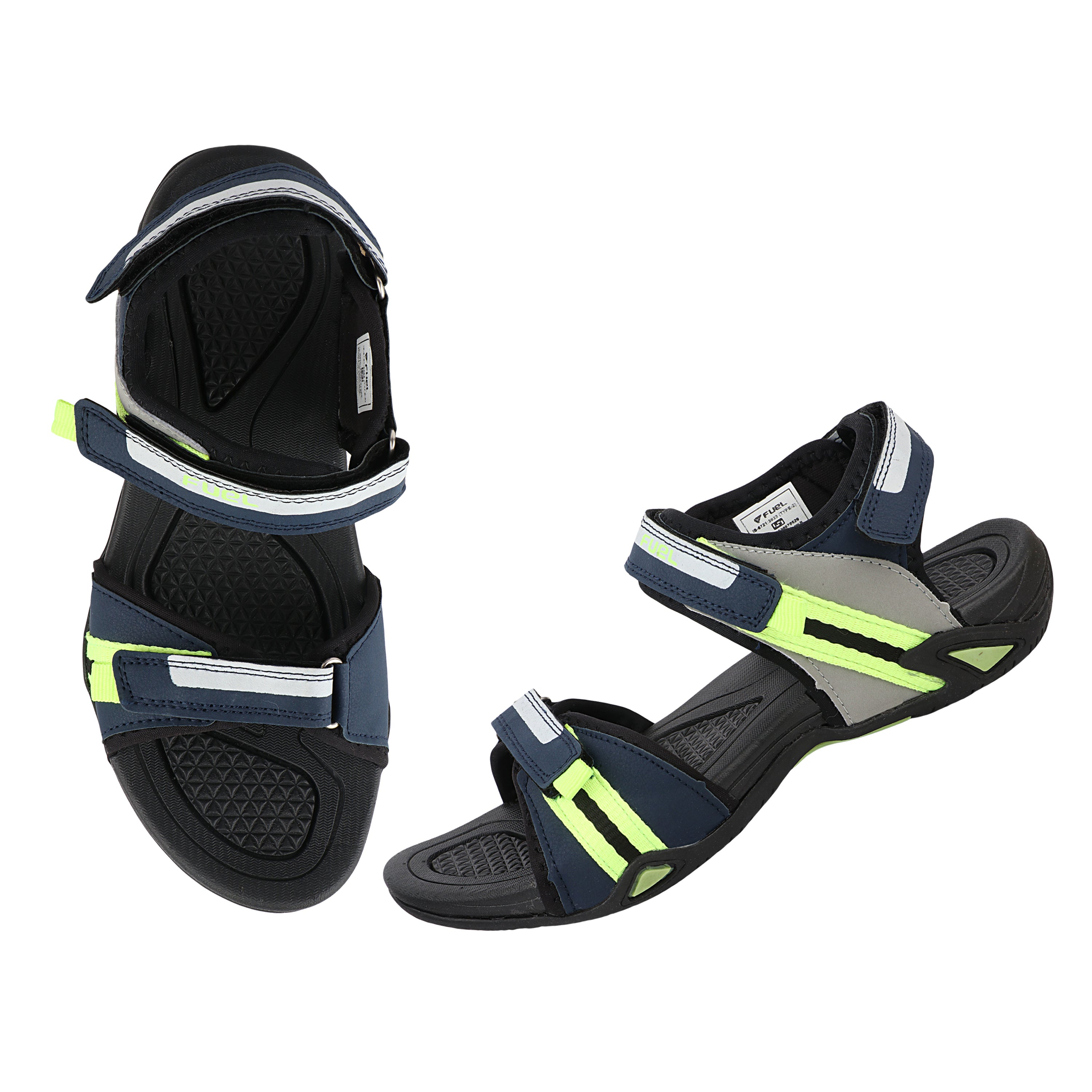 FUEL Vento-JR-02 Men’s Sports Sandals | Velcro Strap | EVA + TPR Sole | Cushioned Footbed | Lightweight Walking Sandals for Daily, Travel & Outdoor Use (Green)