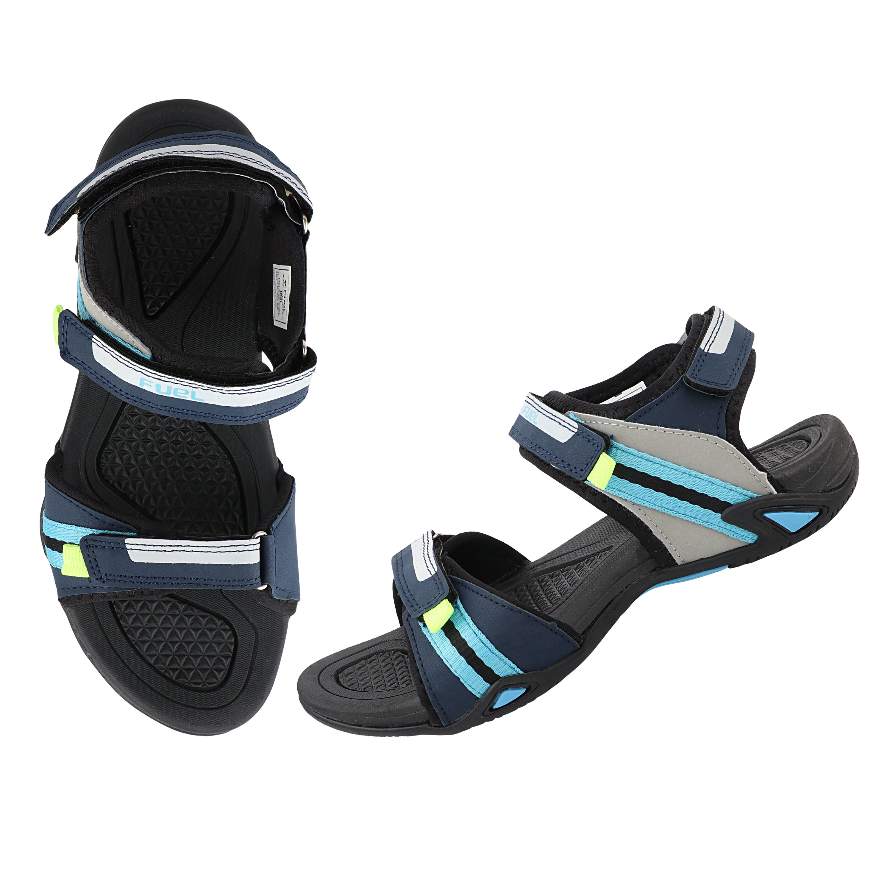 FUEL Vento-JR-02 Men’s Sports Sandals | Velcro Strap | EVA + TPR Sole | Cushioned Footbed | Lightweight Walking Sandals for Daily, Travel & Outdoor Use (Navy)
