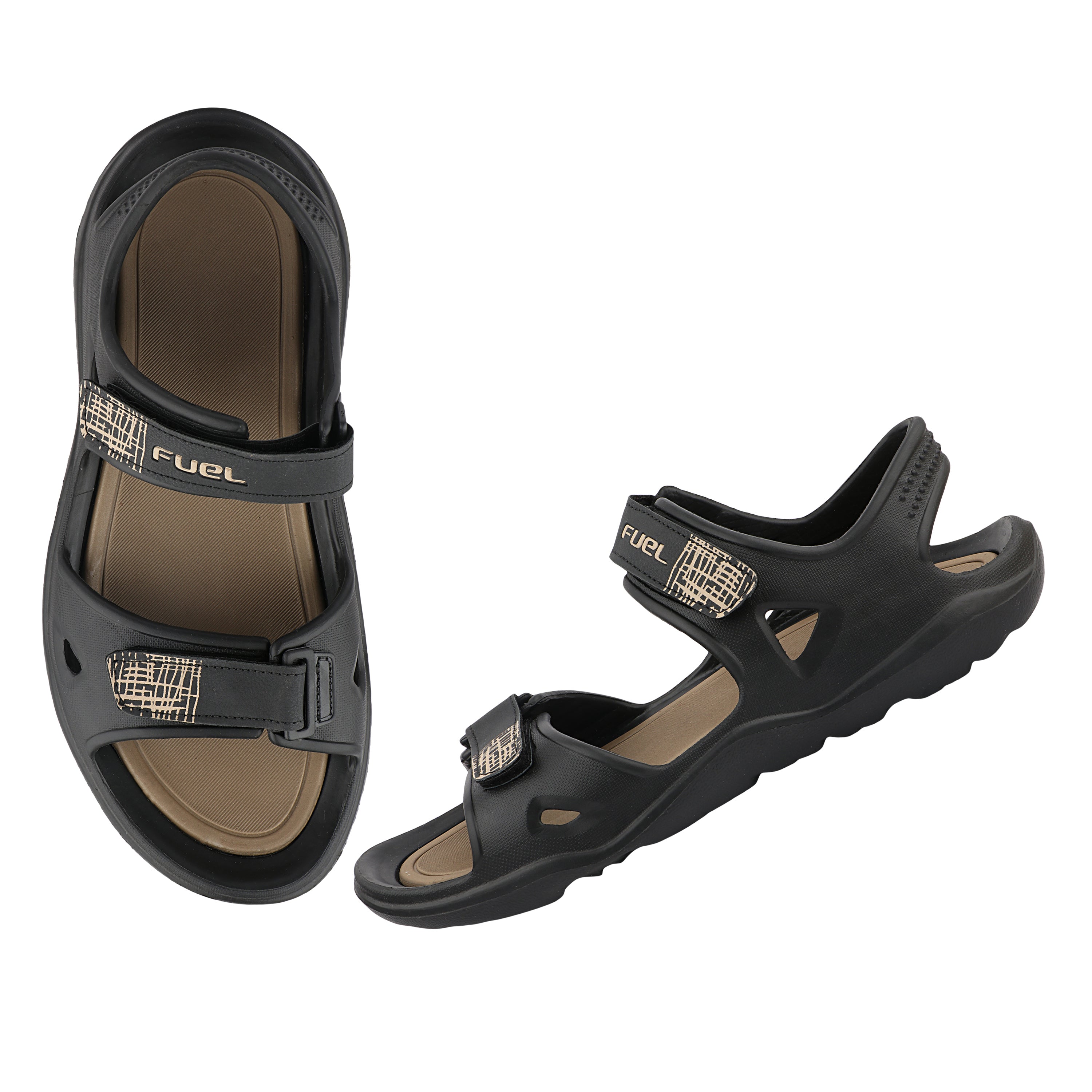 FUEL Jacob-01 Sports Sandal – Comfortable & Durable EVA Footwear with Adjustable Velcro Closure and Cushioned Footbed for Walking, Casual Wear & Outdoor Activities (Brown)