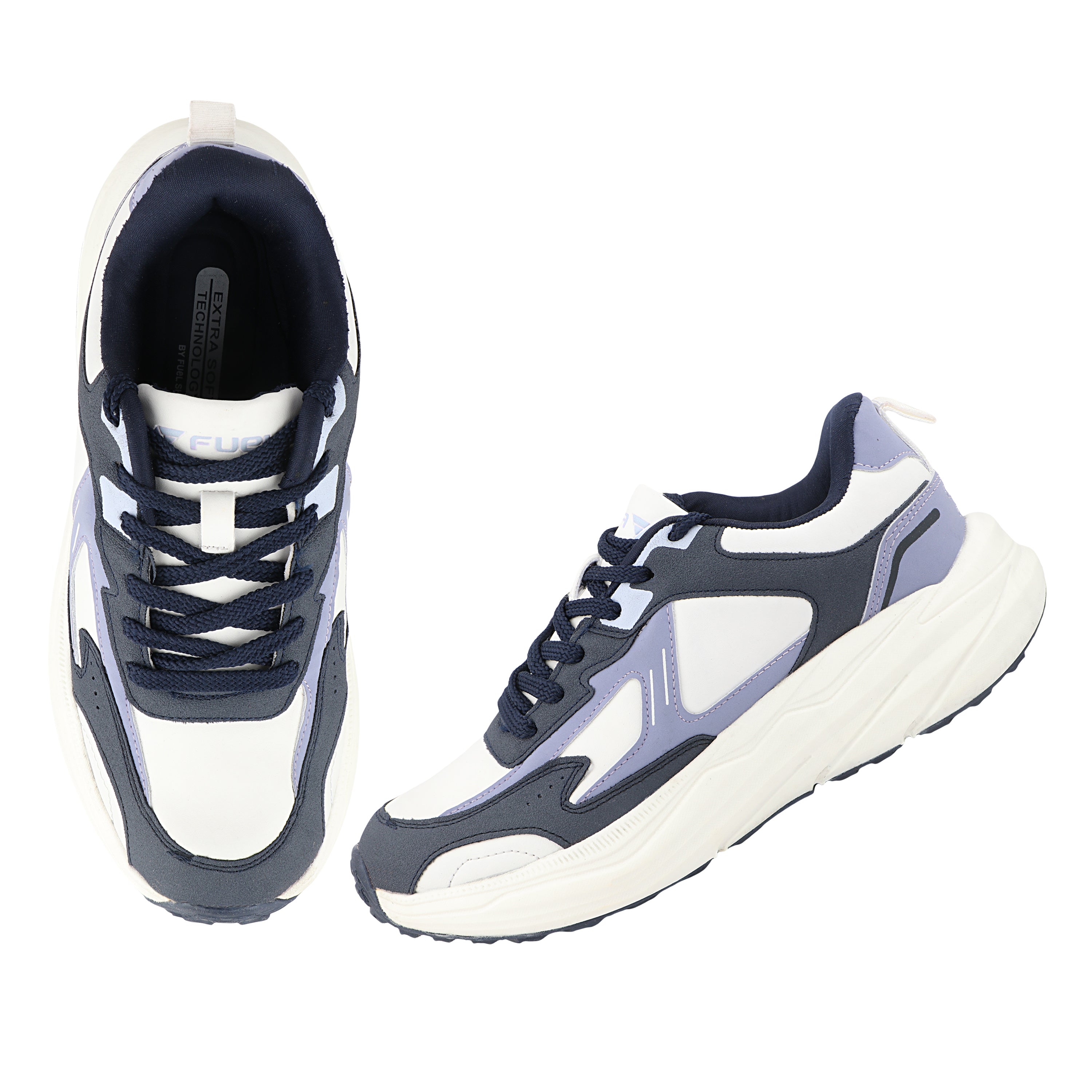 FUEL Orbit Sports Shoes – Comfortable & Durable Lace-Up Shoes with Synthetic Upper, Cushioned Footbed and EVA + TPR Sole for Walking & Casual Wear (Blue)