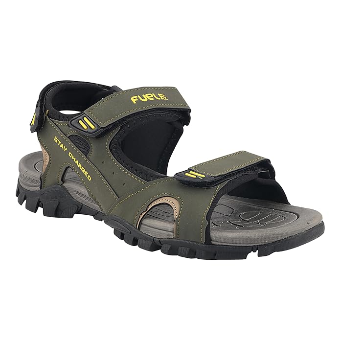 FUEL KROX-02 Sandals for Men's & Boys  (OLIVE/YELLOW)