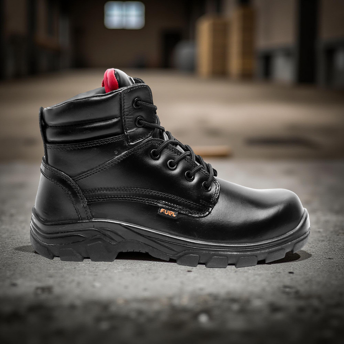 FUEL Stallion Ankle Length Steel Toe Light-weight Industrial Safety Shoes for Men (Black)