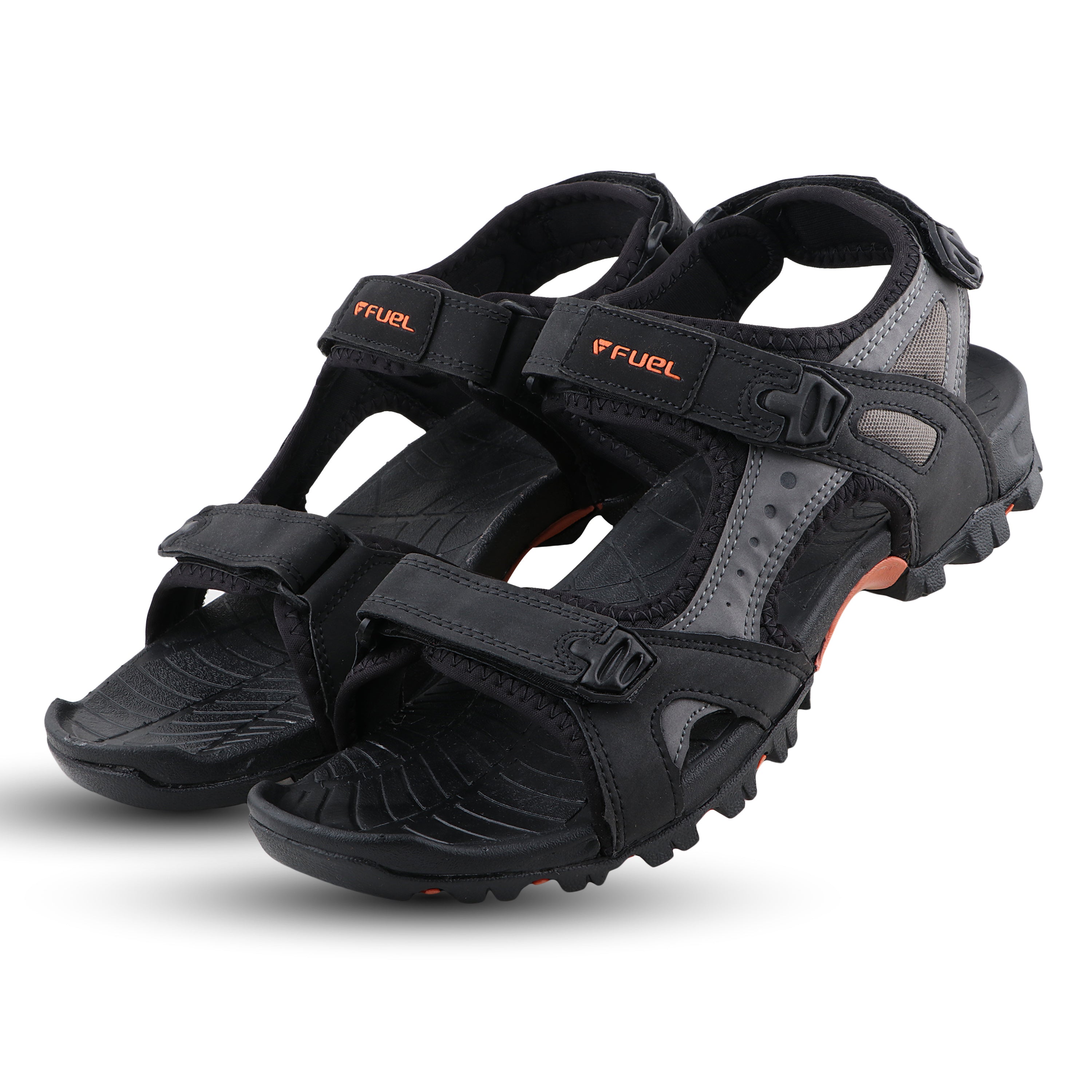 FUEL Timberland-08 Comfortable and Lightweight with Cushioned Footbed Sole Sports Sandals for Men (Black)