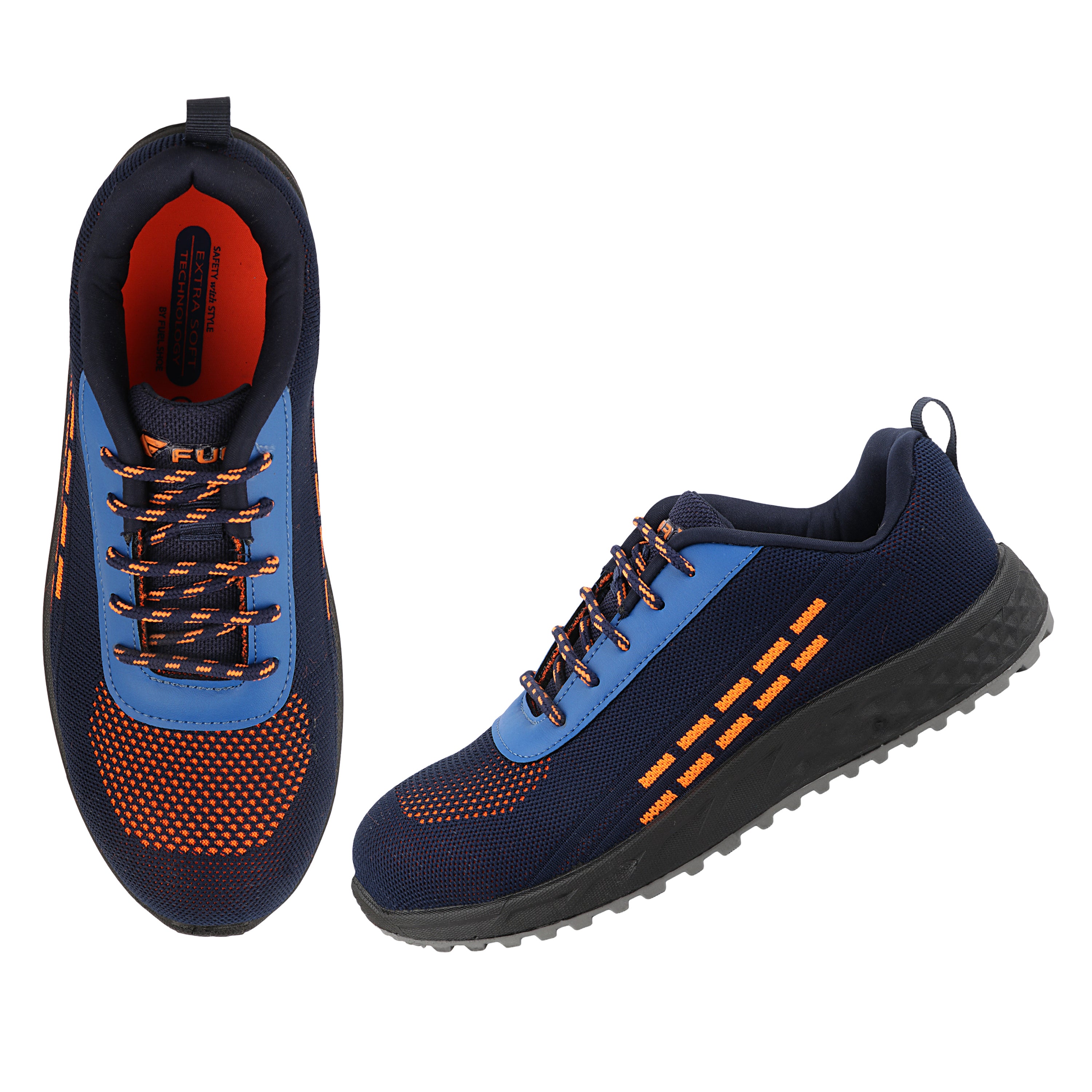 FUEL Armour 1 DD ISI Marked Strong Knitting Upper Breathable Safety Shoes for Men's Steel Toe Cap With Double Density Rubberized PVC Sole (Navy)