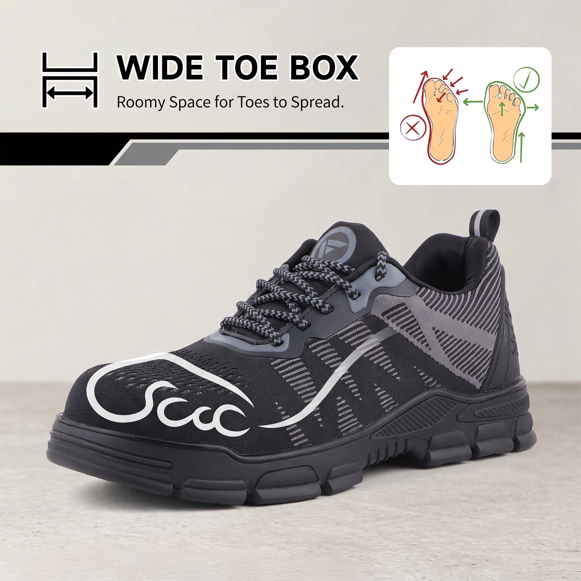 FUEL Reevon-02 Lightweight Knitted Fabric Upper in Kevlar Insole Industrial Safety Shoes with Composit toe cap (200J)