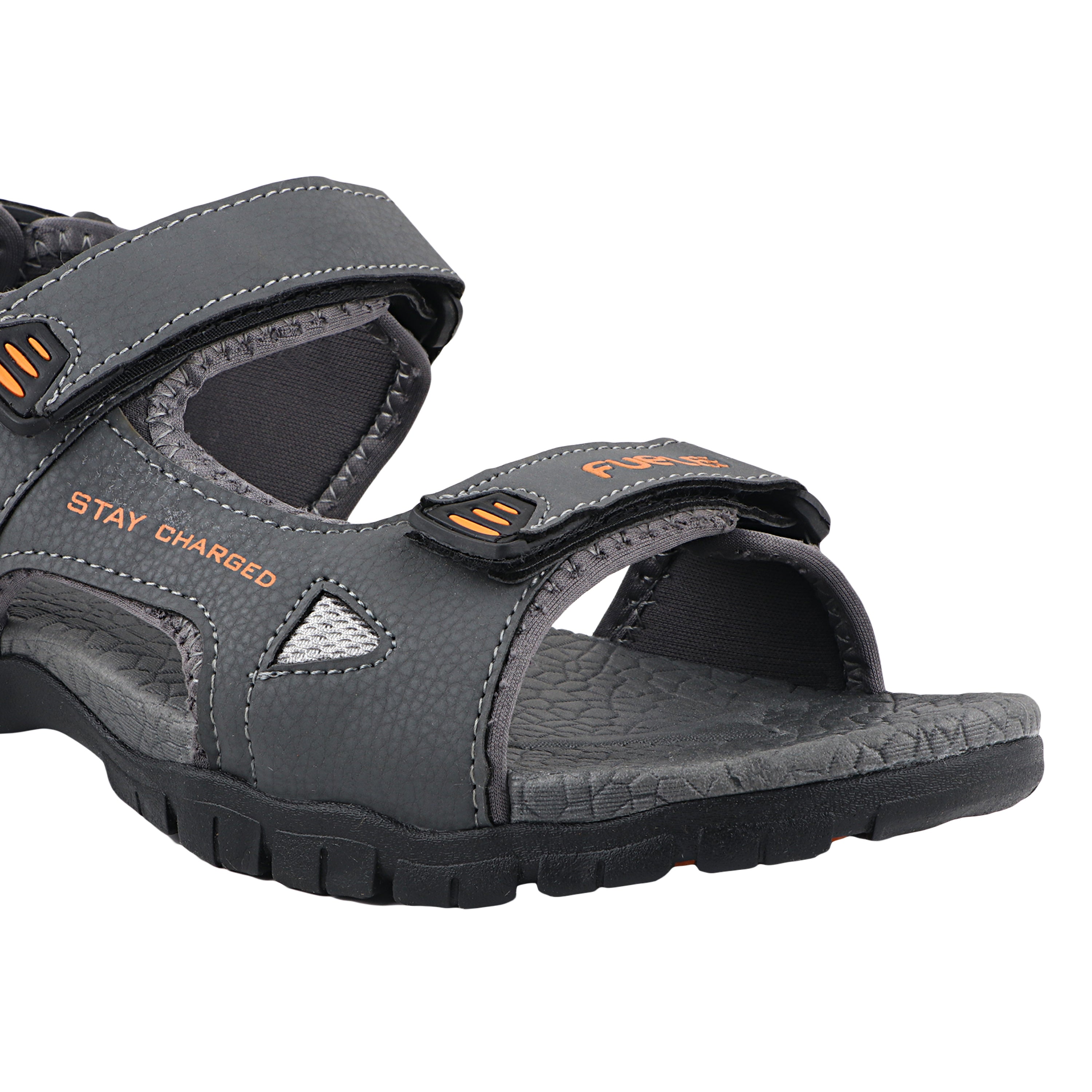 Fuel Rambo-04 sandal for man  (Dark Grey & Orange)