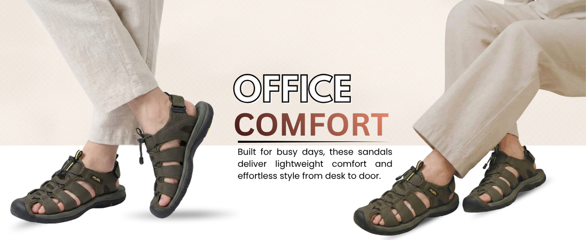 FUEL Commando Comfortable & Breathable Men’s Flexible Fisherman Outdoor Sandals with Protective Toe Cap (Olive)