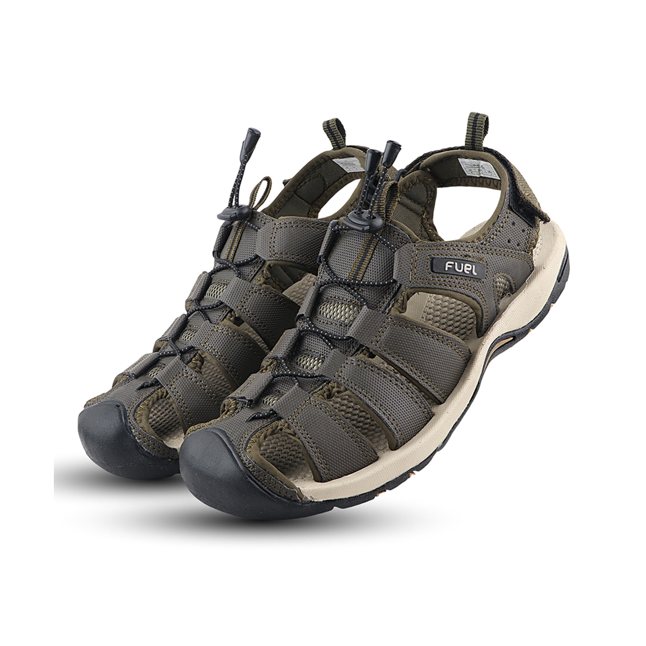 FUEL Soldier-10 Fisherman Protective Toe Cap with Durable Upper & Soft Cushioning Sandals for Men's (Olive)