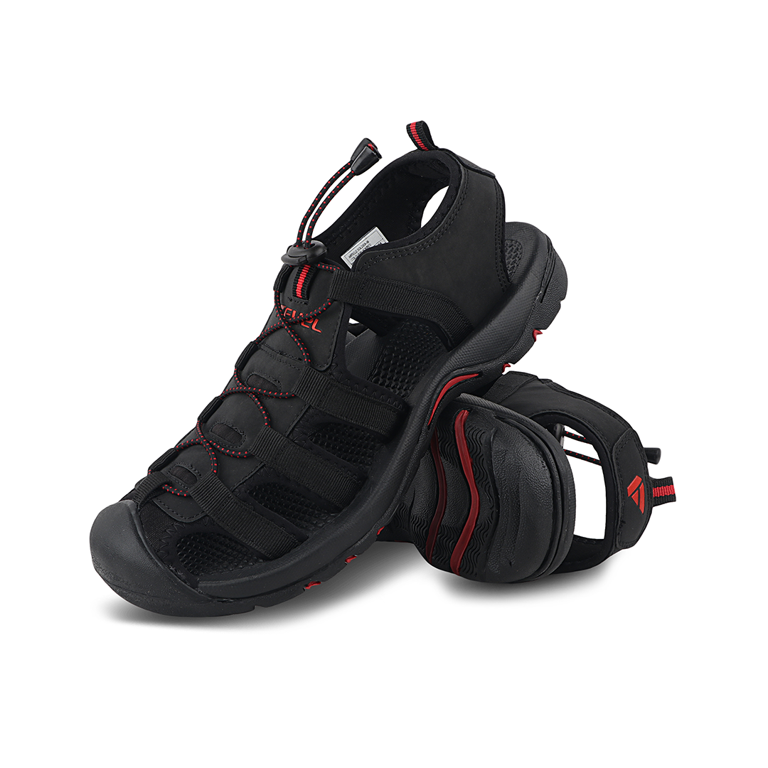 Fuel Soldier-06 Fisherman Sandals for Men (Black Red)