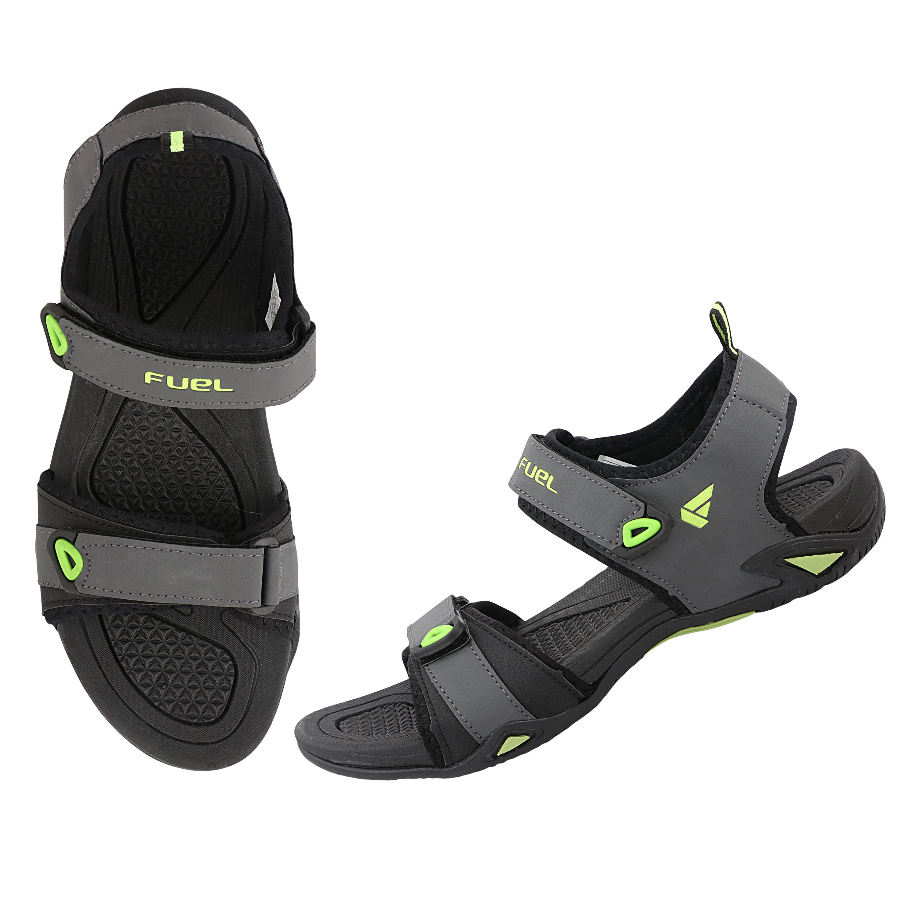 FUEL Vento-02 Comfortable & Light-weight Sandals For Men's (Grey-P.Green)