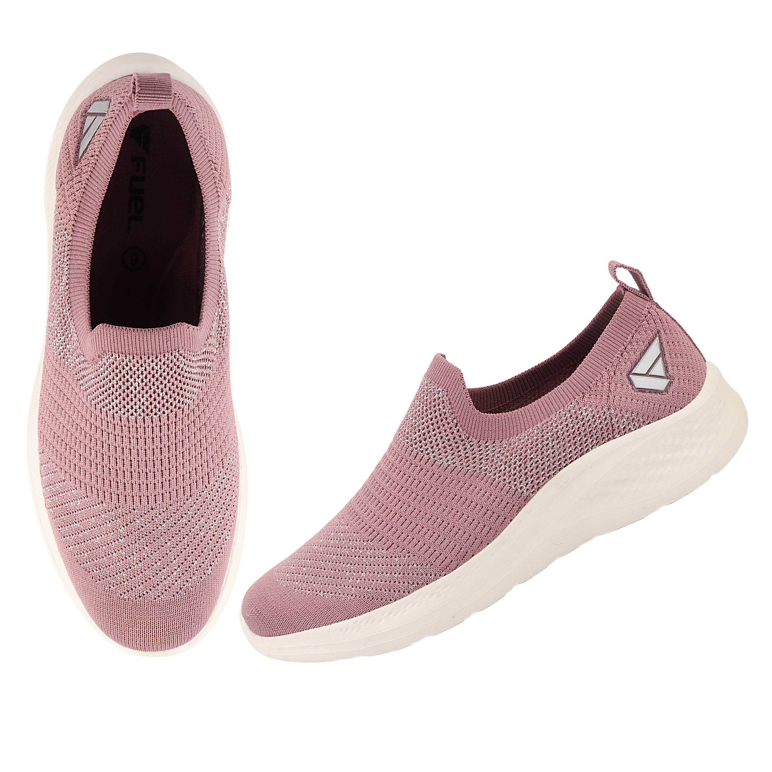 FUEL Sparkle Lightweight & Comfortable Casual Slip-On Daily Wear Sports Shoes for Women's (Mauve)