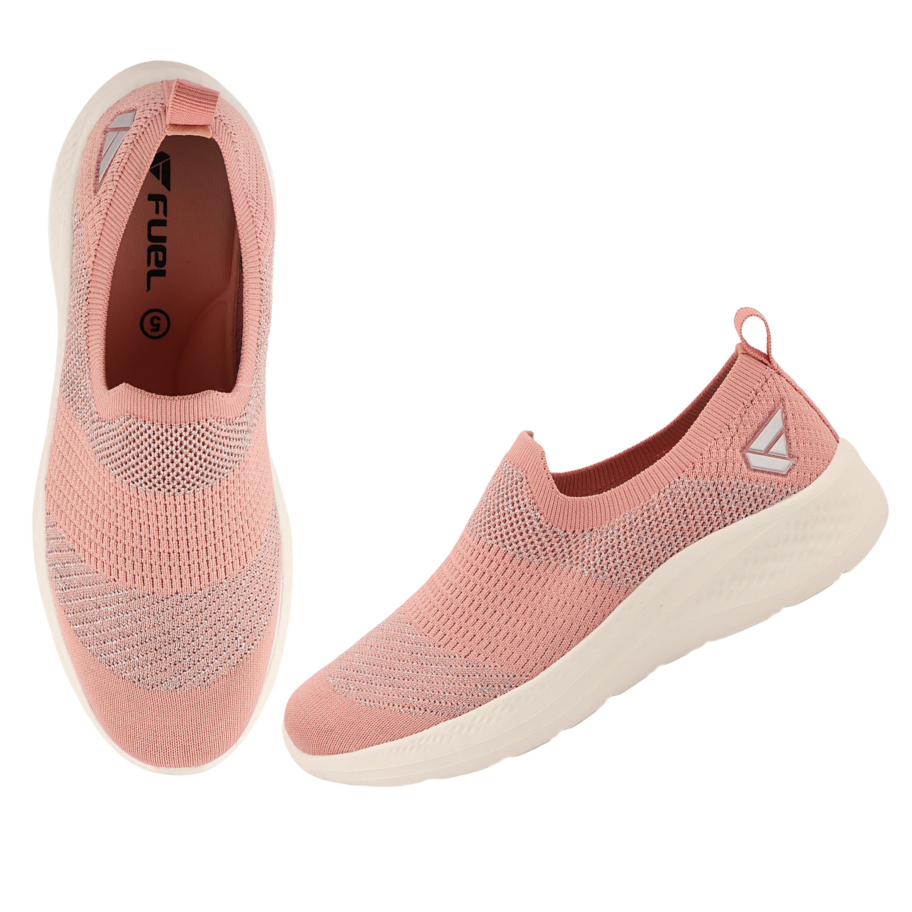 FUEL Sparkle Lightweight & Comfortable Casual Slip-On Daily Wear Sports Shoes for Women's (Peach)