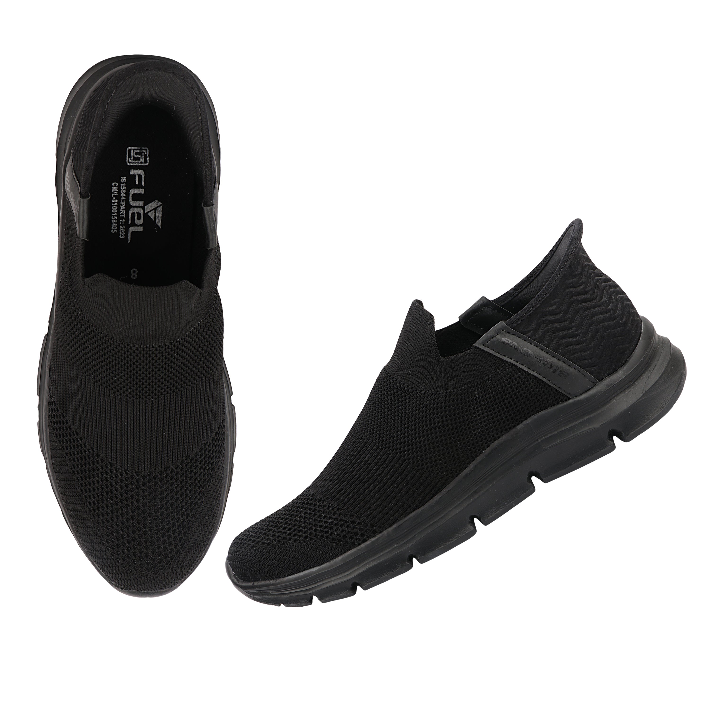 FUEL Flow Casual & Soft Cushioned Footbed Slip-On Sports Shoes For Men's (Black)