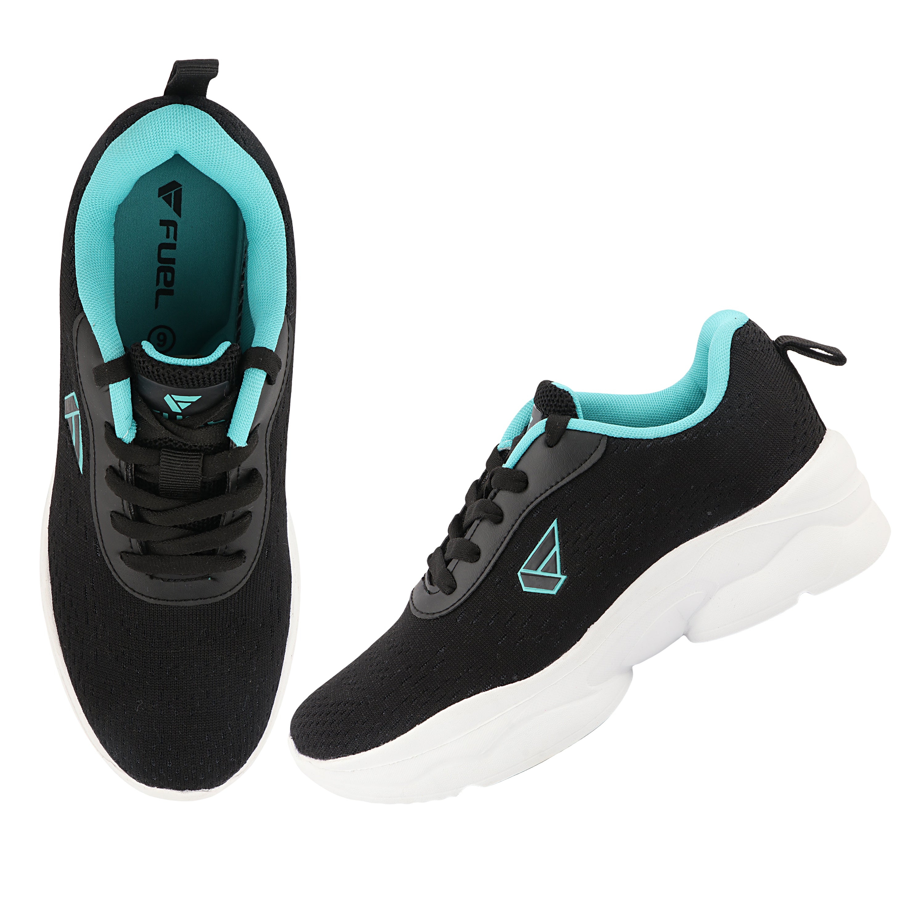 FUEL Wave Breathable & Cushioned Footbed Lace-Up Sports Shoes For Women's (Black)