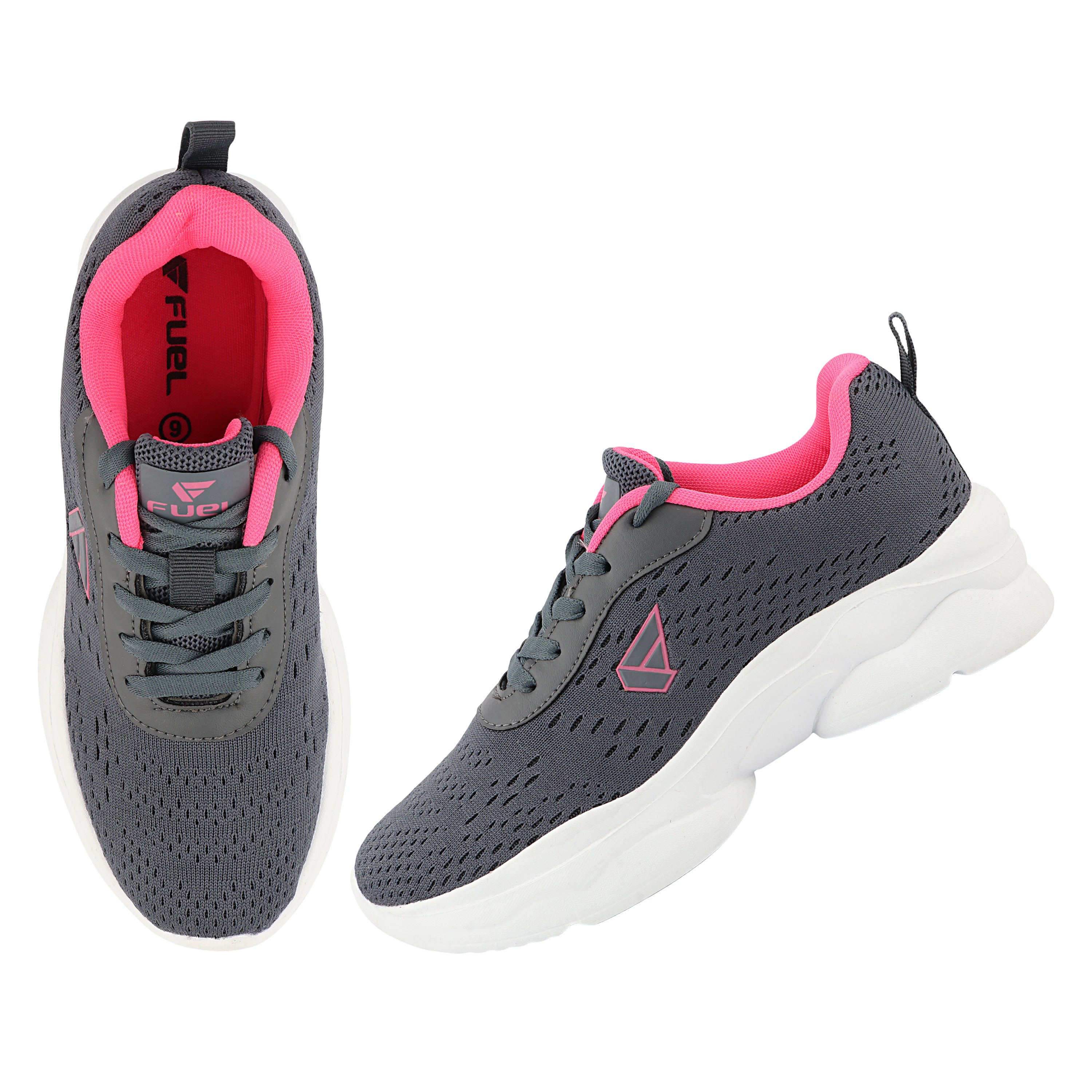 FUEL Wave Breathable & Cushioned Footbed Lace-Up Sports Shoes For Women's (Grey)