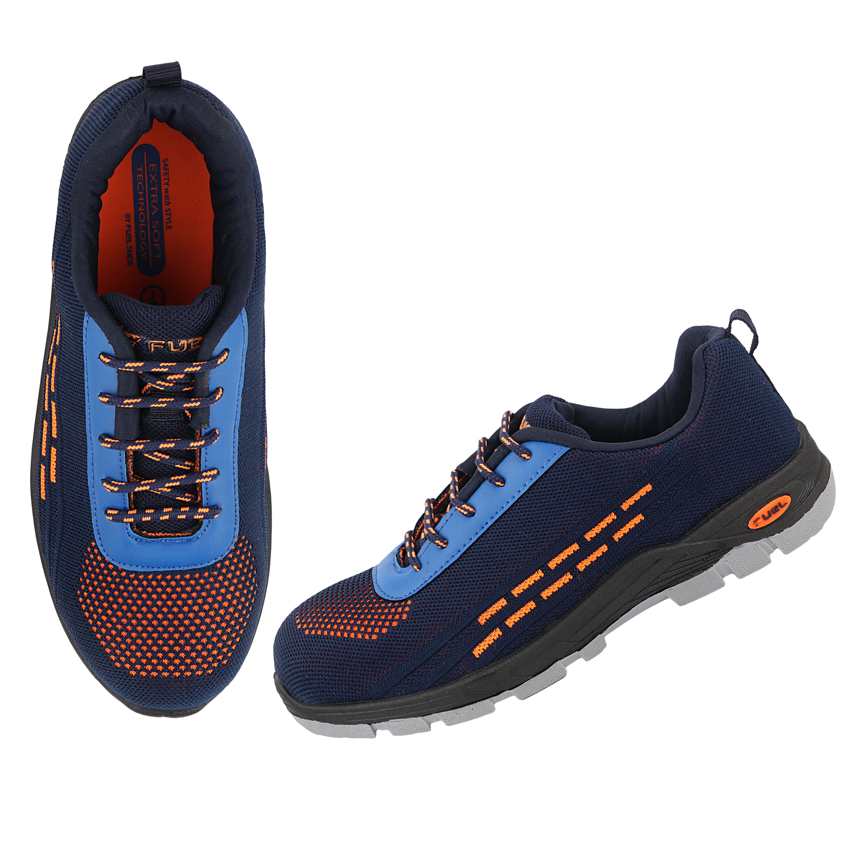 FUEL Armour 1 DD ISI Marked Strong Knitting Upper Breathable Safety Shoes for Men's Steel Toe Cap With Double Density Rubberized PVC Sole (Navy)