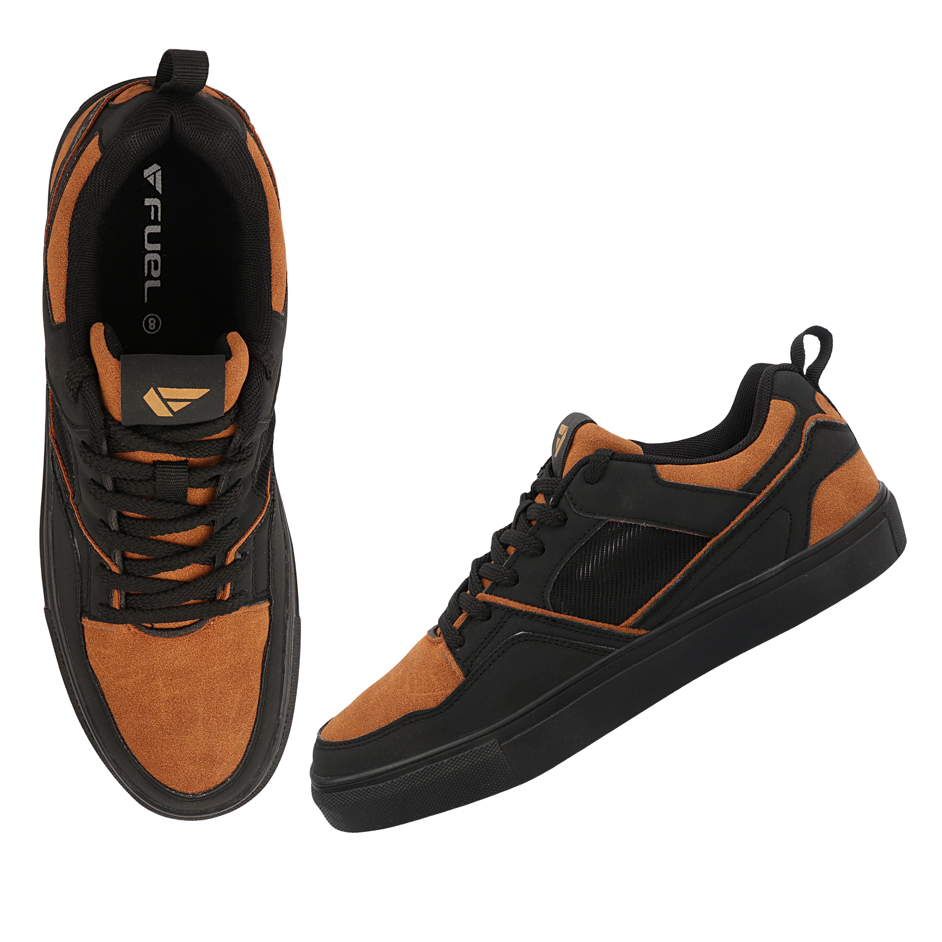 FUEL Nava-08 Lightweight Casual & Running Shock-Absorbing Comfort TPR Sole Sports Shoes for Men's (Black)