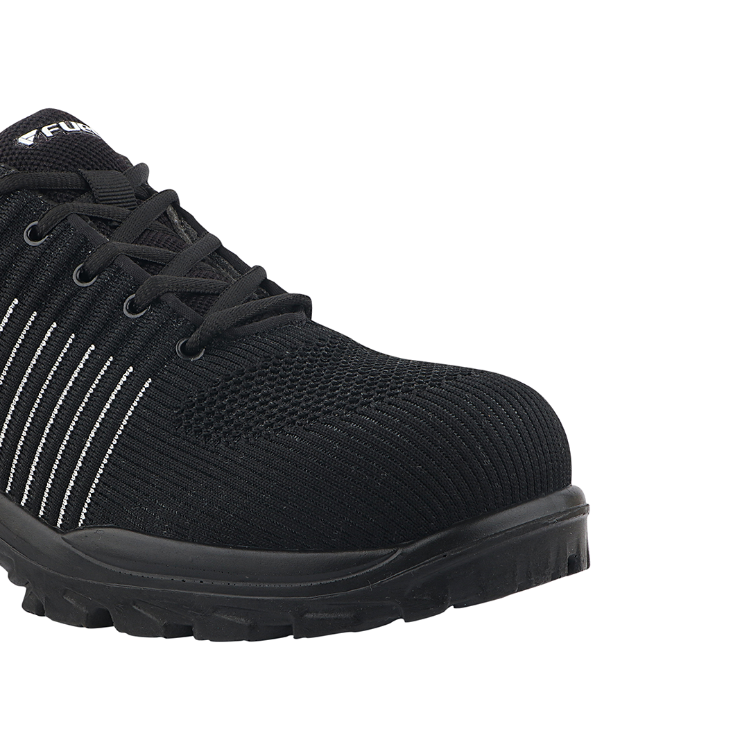 Fuel Aqua Extra Knitted Industial safety shoes for Men's in PU single Density Sole with 200J composite toe Protection (Black)