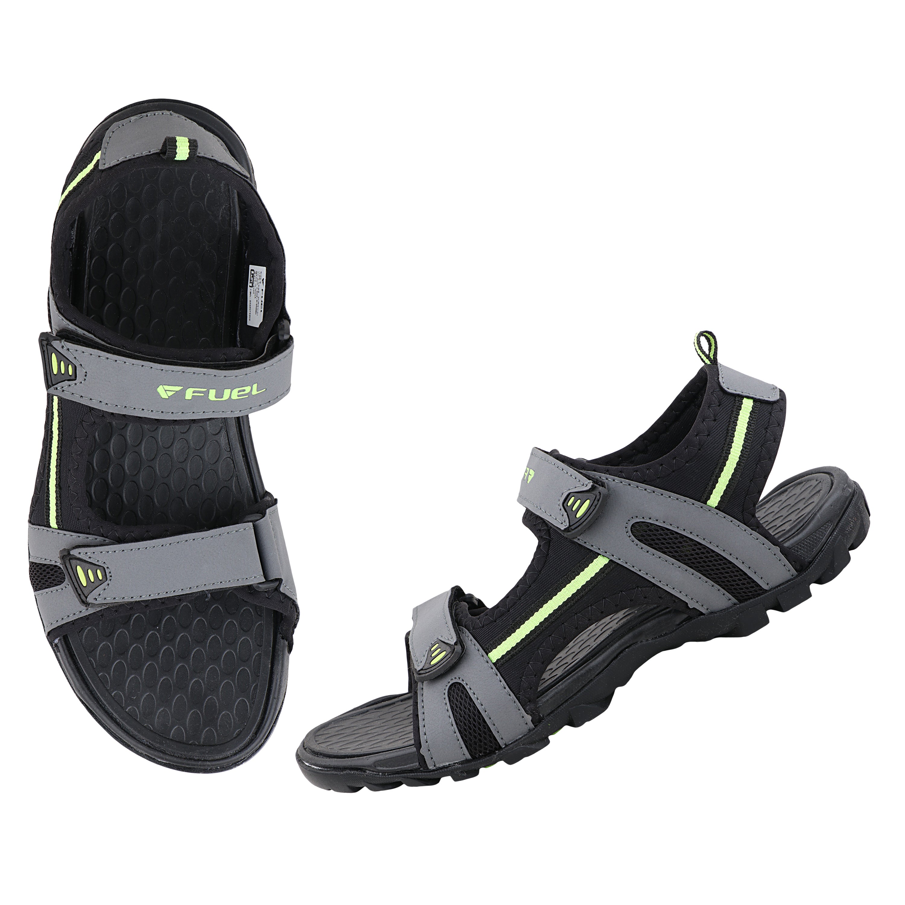 FUEL Punch-04 Trendy & Comfortable with Soft Cushioned Insole Sports Sandals for Men (Grey)