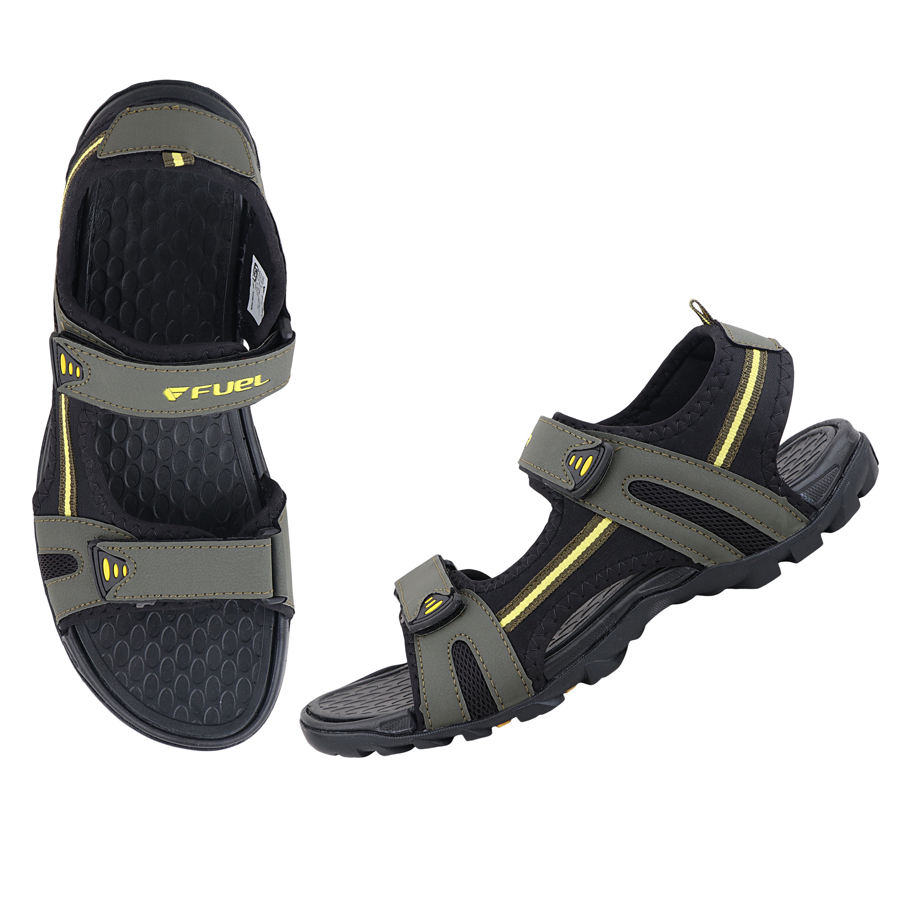 FUEL Punch-04 Trendy & Comfortable with Soft Cushioned Insole Sports Sandals for Men (Olive)