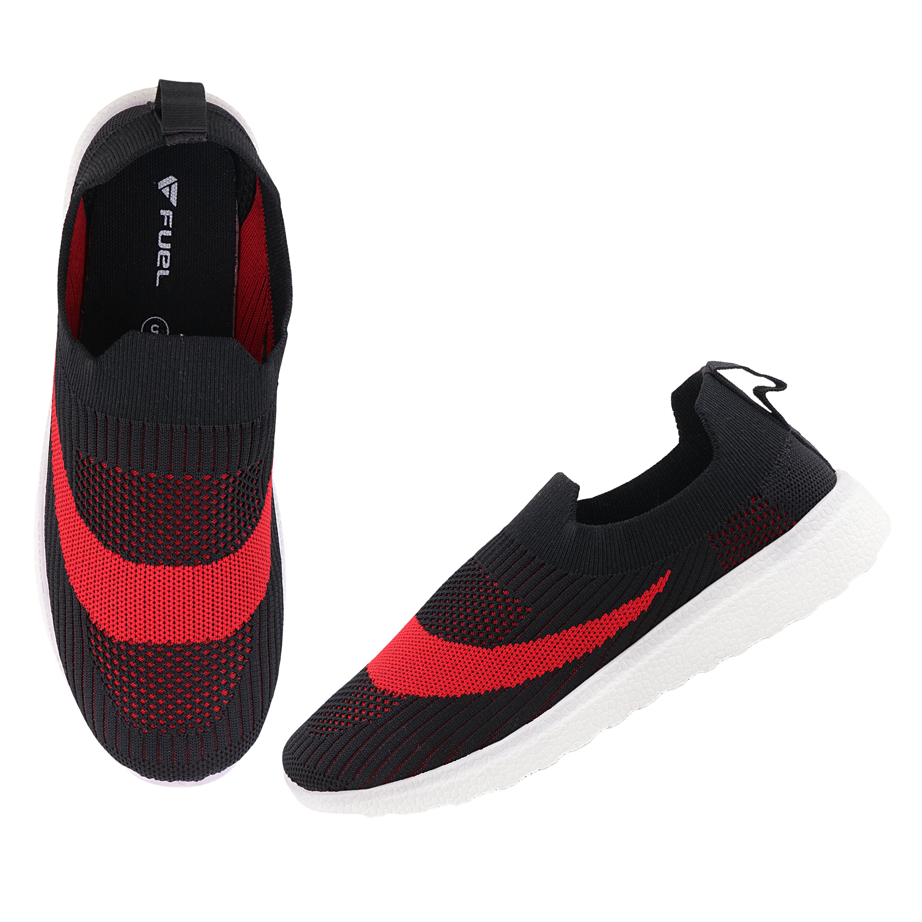 FUEL Wanda Lightweight  | Breathable & Stylish Slip-On Casual Shoes for Women (Black-Red)