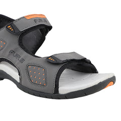FUEL 2112-07 Tough Grip Sole with Breathable Design and Adjustable Velcro Sports Sandals (Grey-Orange)