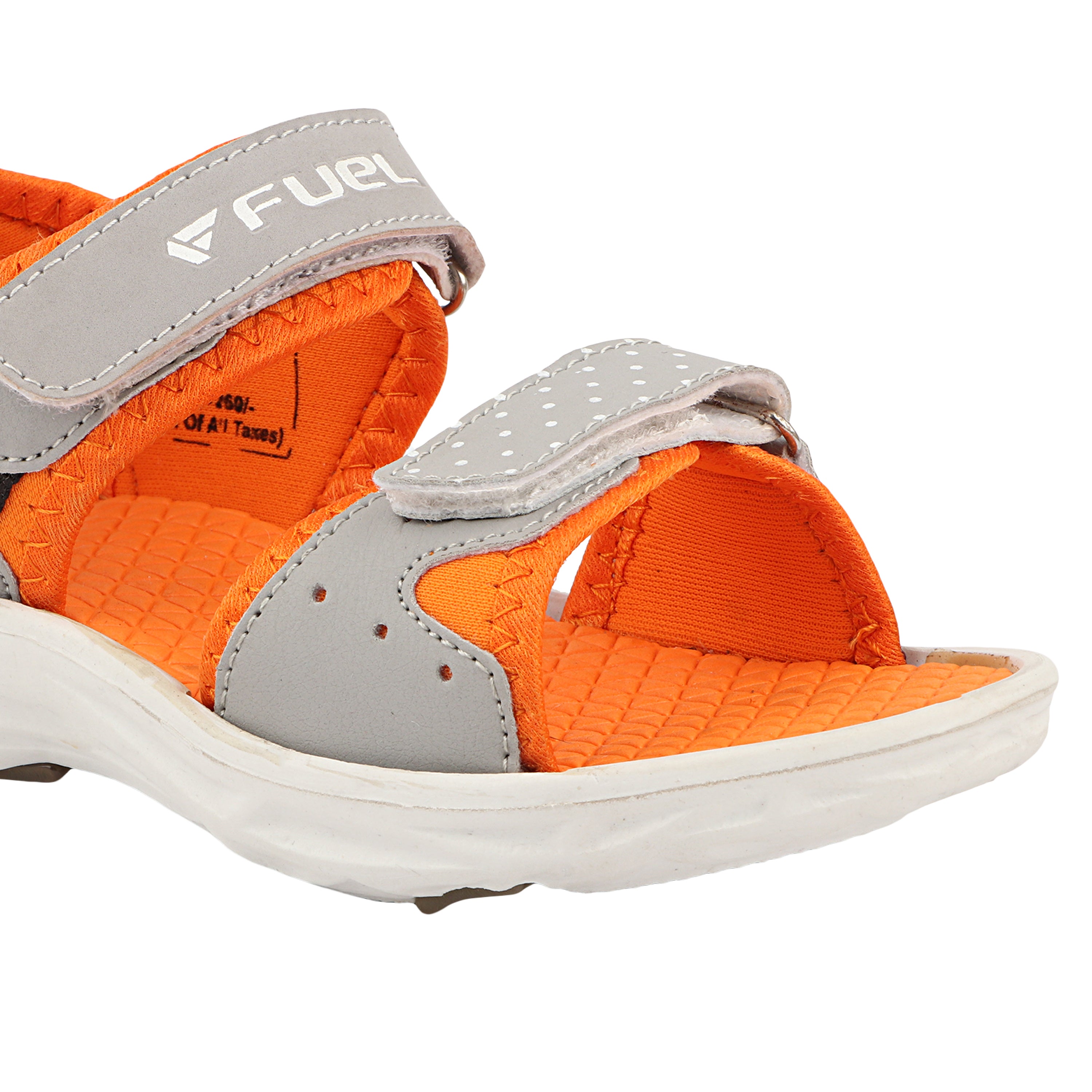 FUEL Yug-01 Cushioned Footbed with Velcro Closure & Lightweight EVA Sole Sports Sansal for Kids (Orange)