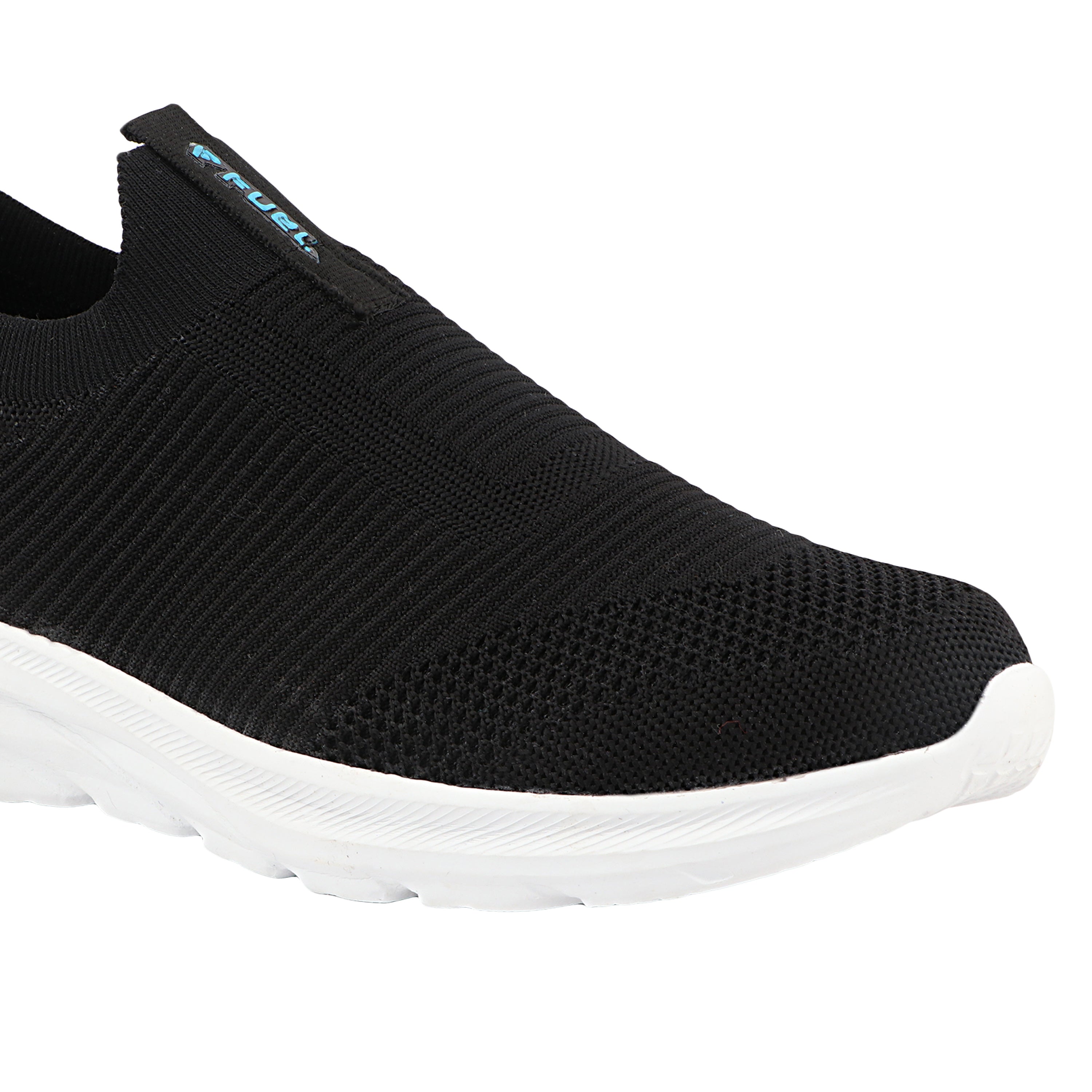 FUEL Flash-02 Soft Cushioned Insole and Breathable Knit Upper with EVA Sole & Casual Slip-On Sports Shoes for Men (Black)