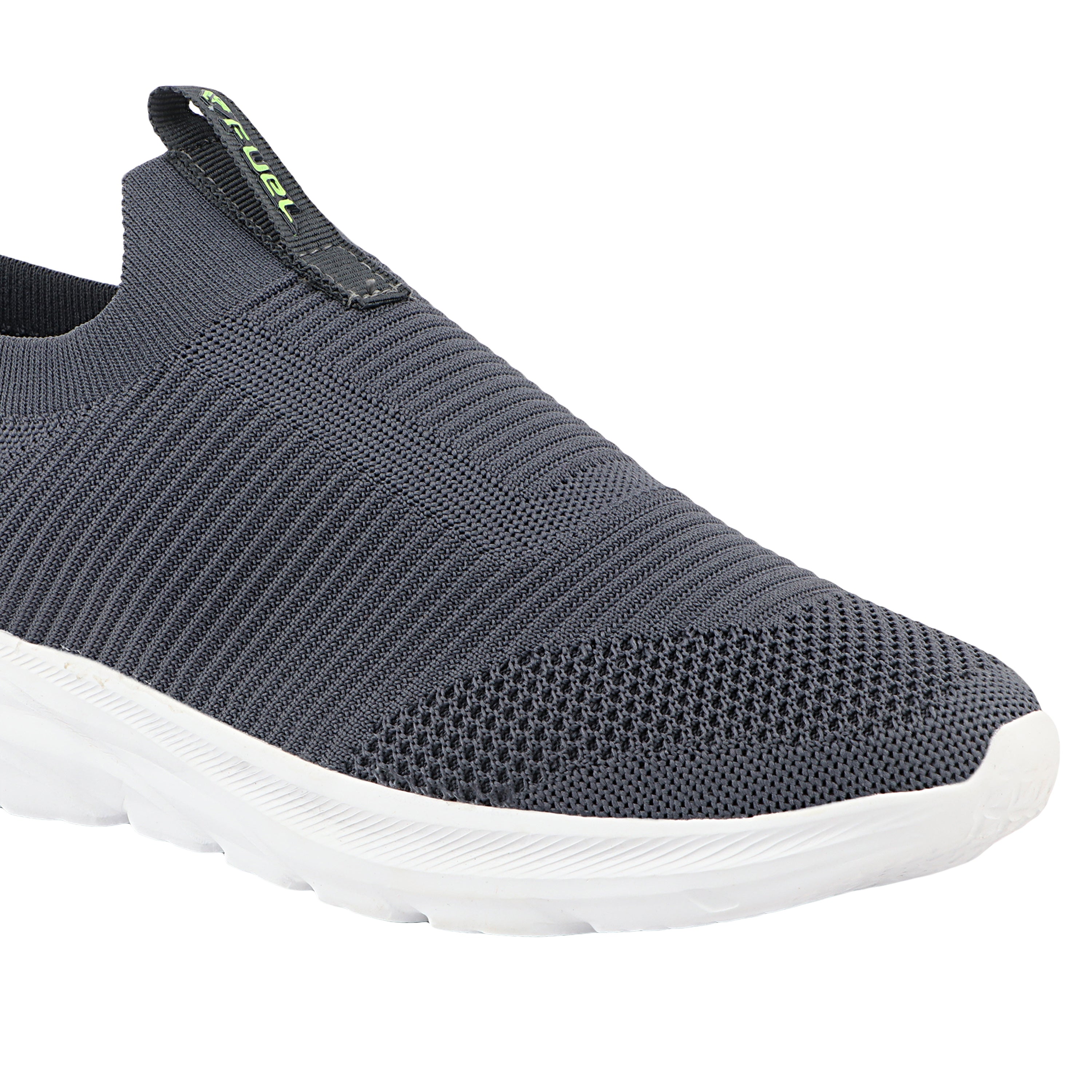 FUEL Flash-02 Soft Cushioned Insole and Breathable Knit Upper with EVA Sole & Casual Slip-On Sports Shoes for Men (Grey)