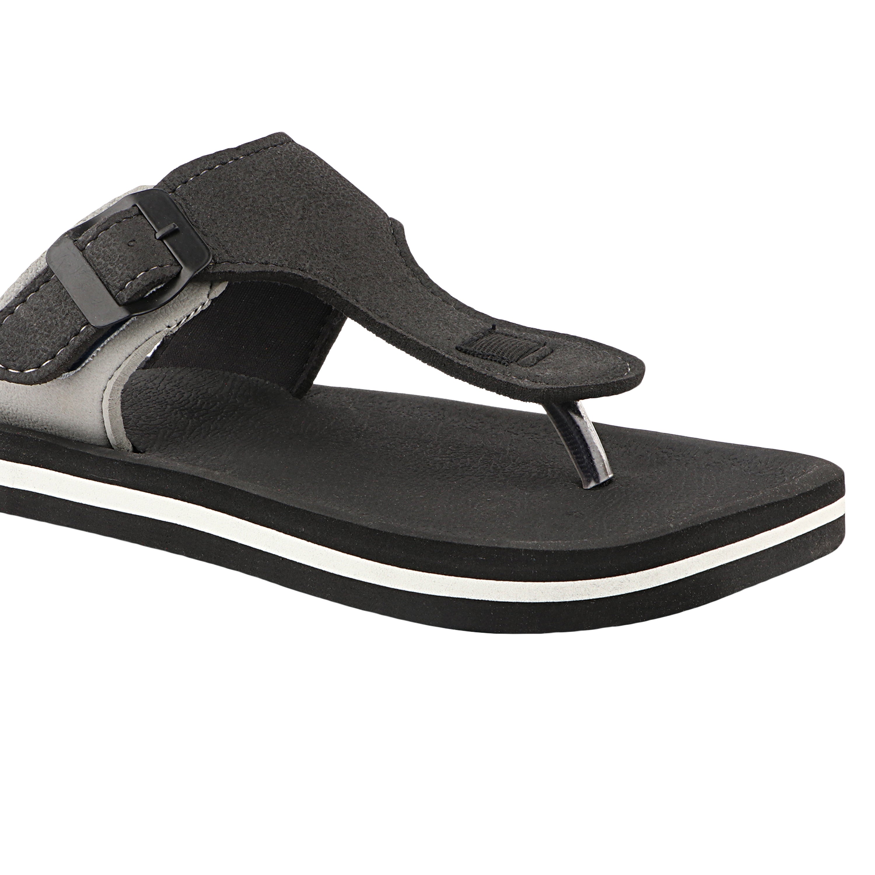 FUEL Walkfit Flexible EVA Sole Slippers with Cushioned Support for Men's (Black)