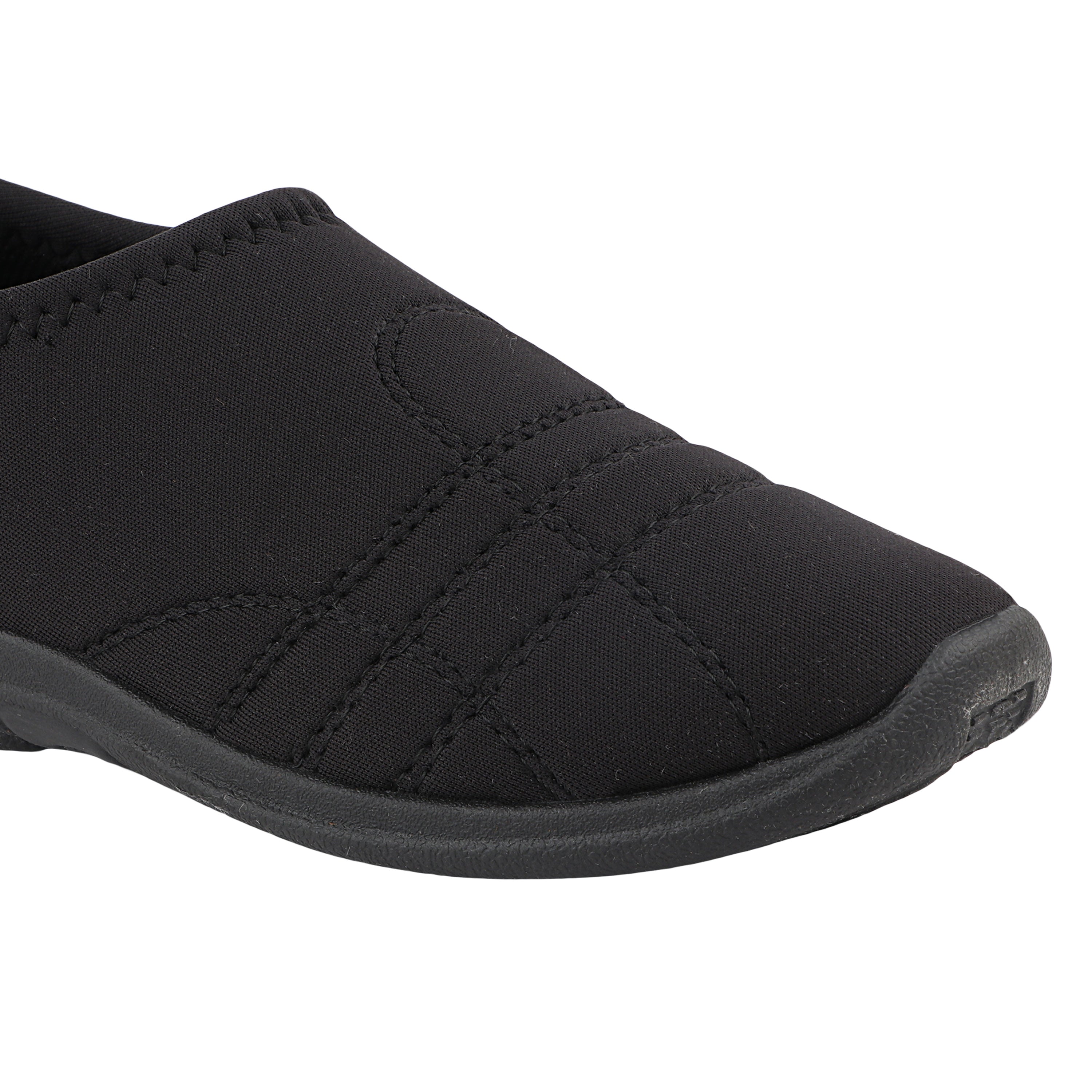 FUEL Comfort-05 Lightweight & Breathable Lycra Upper with Cushioned Footbed Casual Slip-On Shoes for Women's (Black)