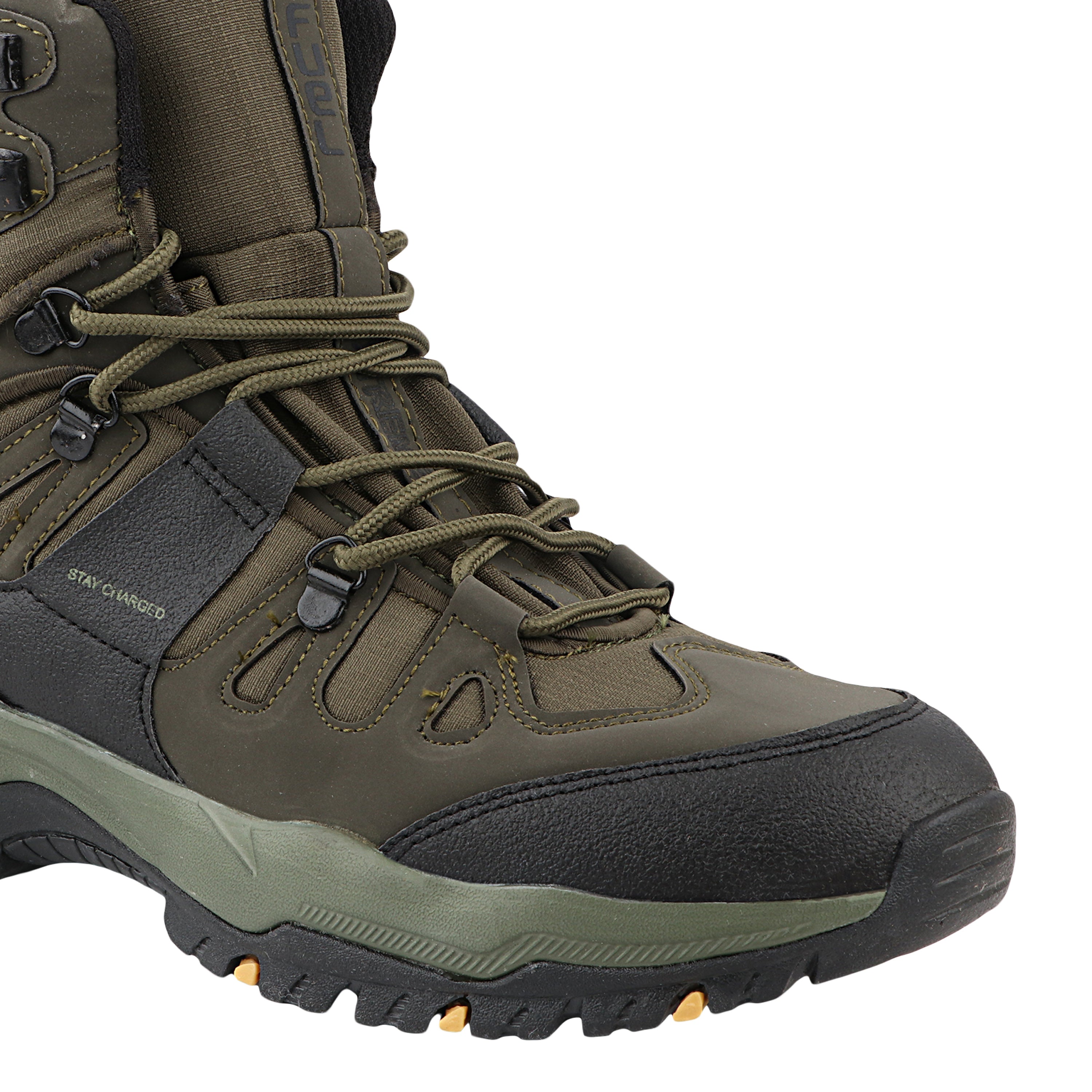 FUEL Force Men’s High-Ankle Shoes | Cushioned & Comfortable Lace-Up Shoes | EVA + Rubber Sole | Durable Synthetic Shoes for Walking, Travel, Outdoor & Regular Use (Olive)