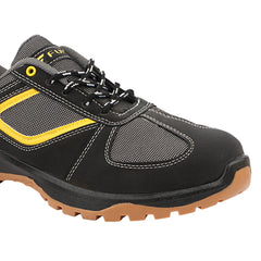 FUEL Diesel  Rexine & Mesh Upper, 200J Steel Toe Protection, Lace-Up Industrial Safety Work Shoes with Durable PVC Sole for Factory, Construction, Warehouse & Heavy-Duty Use Safety Shoes for Men's (Black)