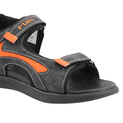 FUEL Power-lite-03 Outdoor Sports Sandals for Boys – Lycra Rexine Upper, Cushioned EVA Sole (Black)