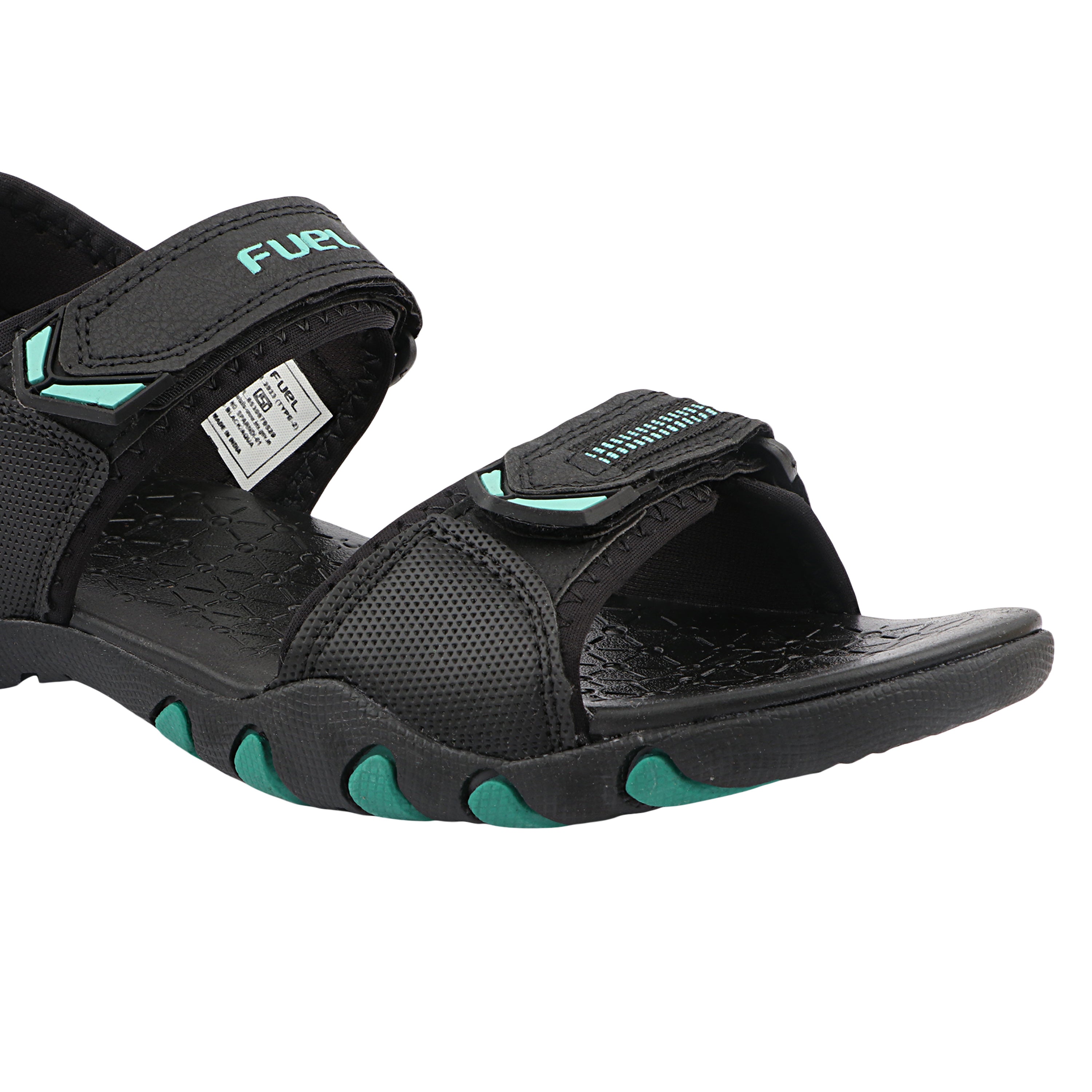 FUEL Sprandi-01 Sports Sandals for Men | Lightweight Walking & Outdoor Sandals | Breathable Mesh + Rexine | Easy Velcro Fit | EVA + TPR Sole | Cushioned Footbed (Aqua)