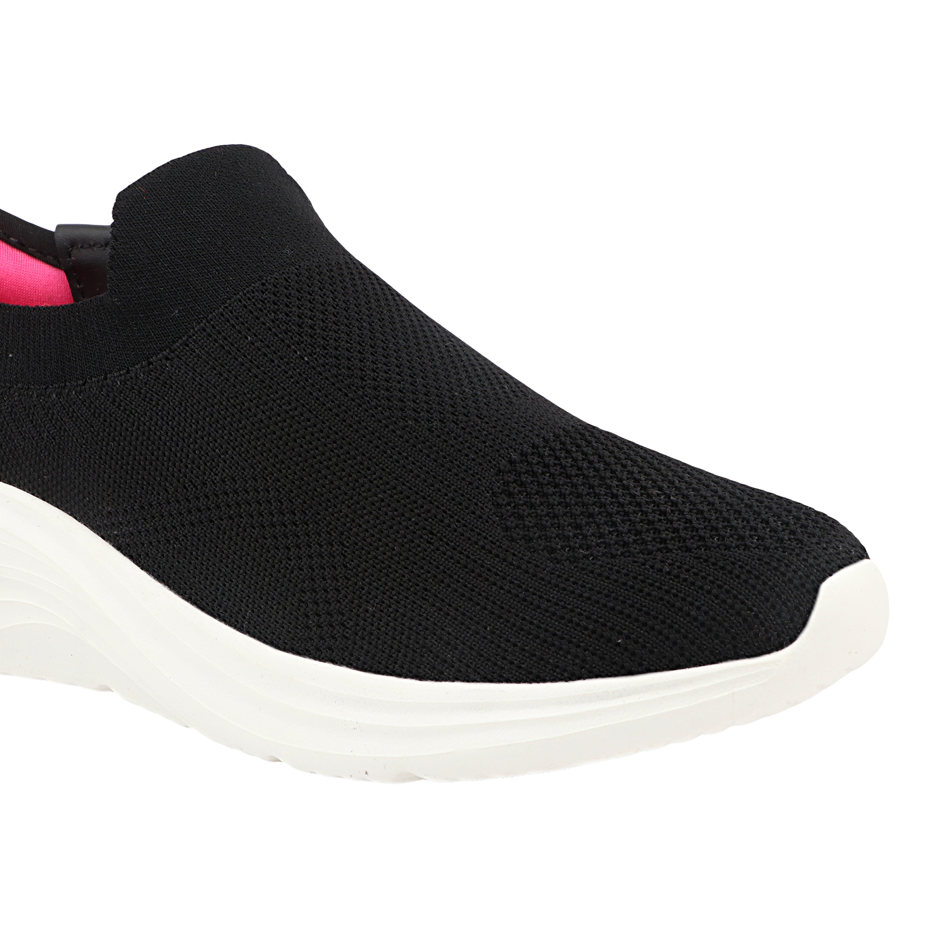 FUEL Gloria Women's Slip-On Shoes | Lightweight Casual Shoes | Soft Knitted Fabric Upper | Easy Slip-On Design | EVA Sole | Cushioned Footbed | Comfortable Everyday Footwear (Black)