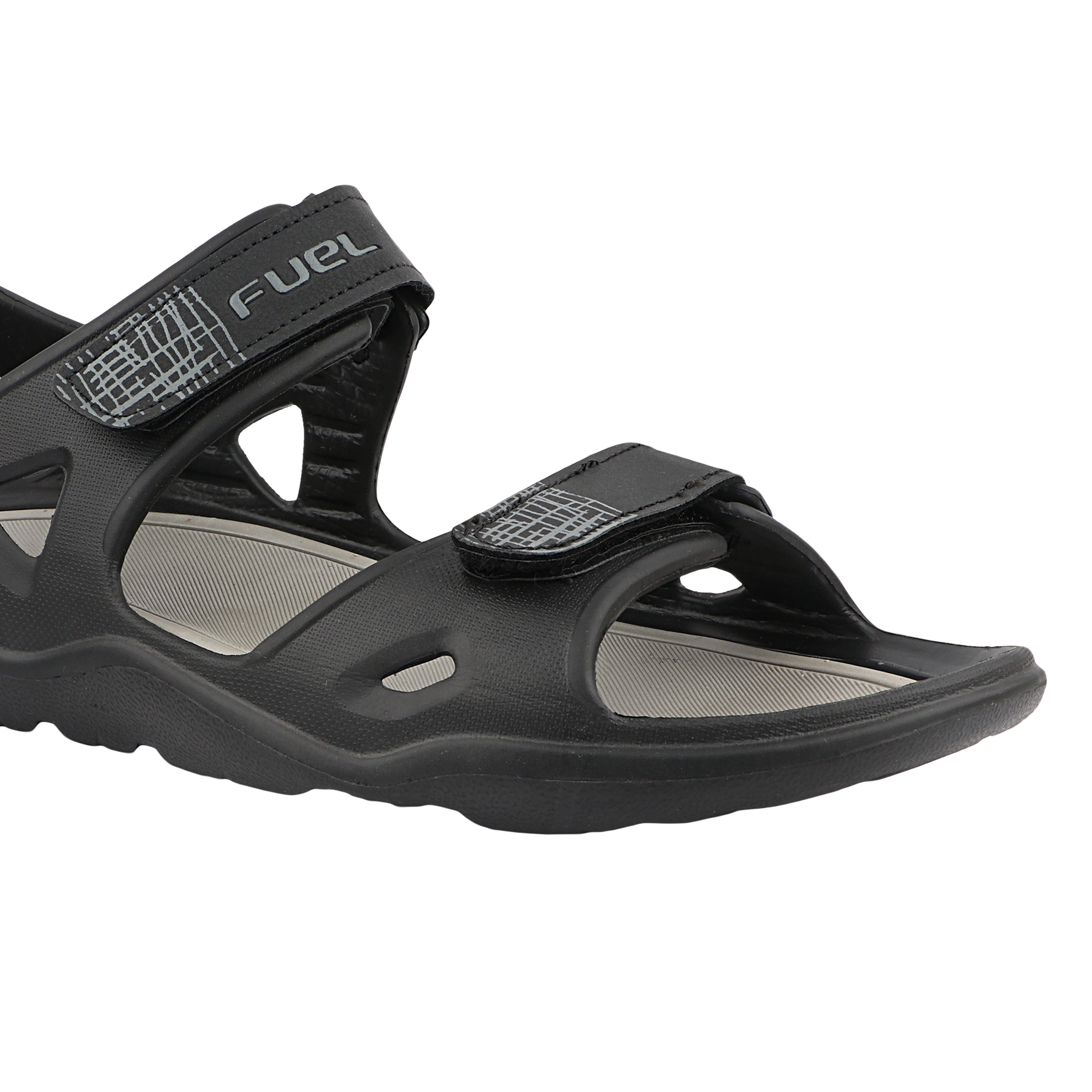 FUEL Jacob-01 Sports Sandal – Comfortable & Durable EVA Footwear with Adjustable Velcro Closure and Cushioned Footbed for Walking, Casual Wear & Outdoor Activities (Black)