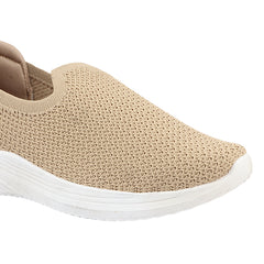 FUEL Nayasa-02 Women’s Slip-On Shoes – Modern Casual Design with Soft Knitted Upper, Cushioned Footbed and Sturdy PVC Sole for Everyday Comfort (Beige)