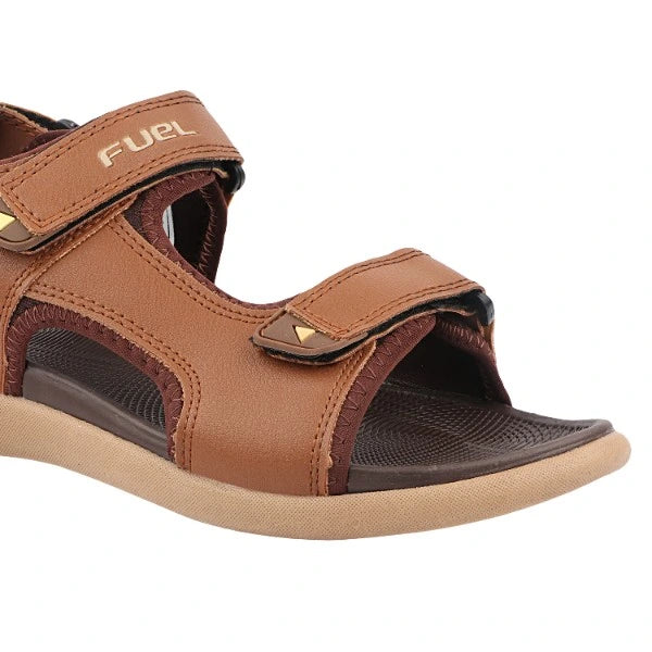 FUEL Men’s XO-Power-04 Tan Beige Sandals with Lycra and Rexine Upper, Lightweight EVA Sole, Comfortable Open Toe Design, (Tan)