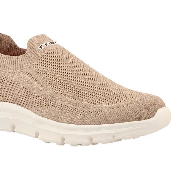 FUEL Flash-03 Men’s Casual Shoes, Beige Textured Slip-On Footwear with Chunky White Sole for Everyday Wear, (Beige)